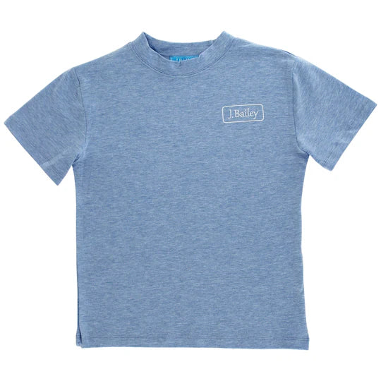 Retriever on Heathered Blue Tee