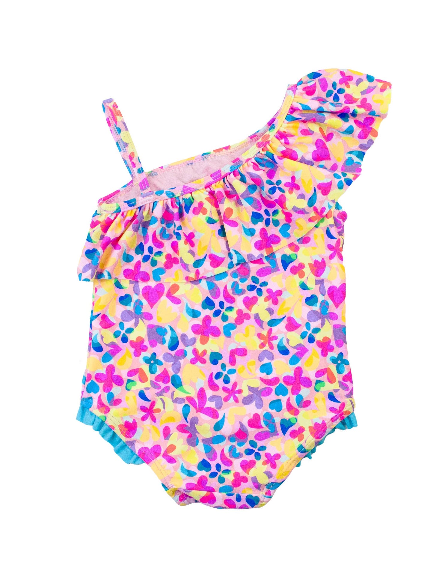Girls Vibrant Neon One Shoulder One Piece Swimsuit