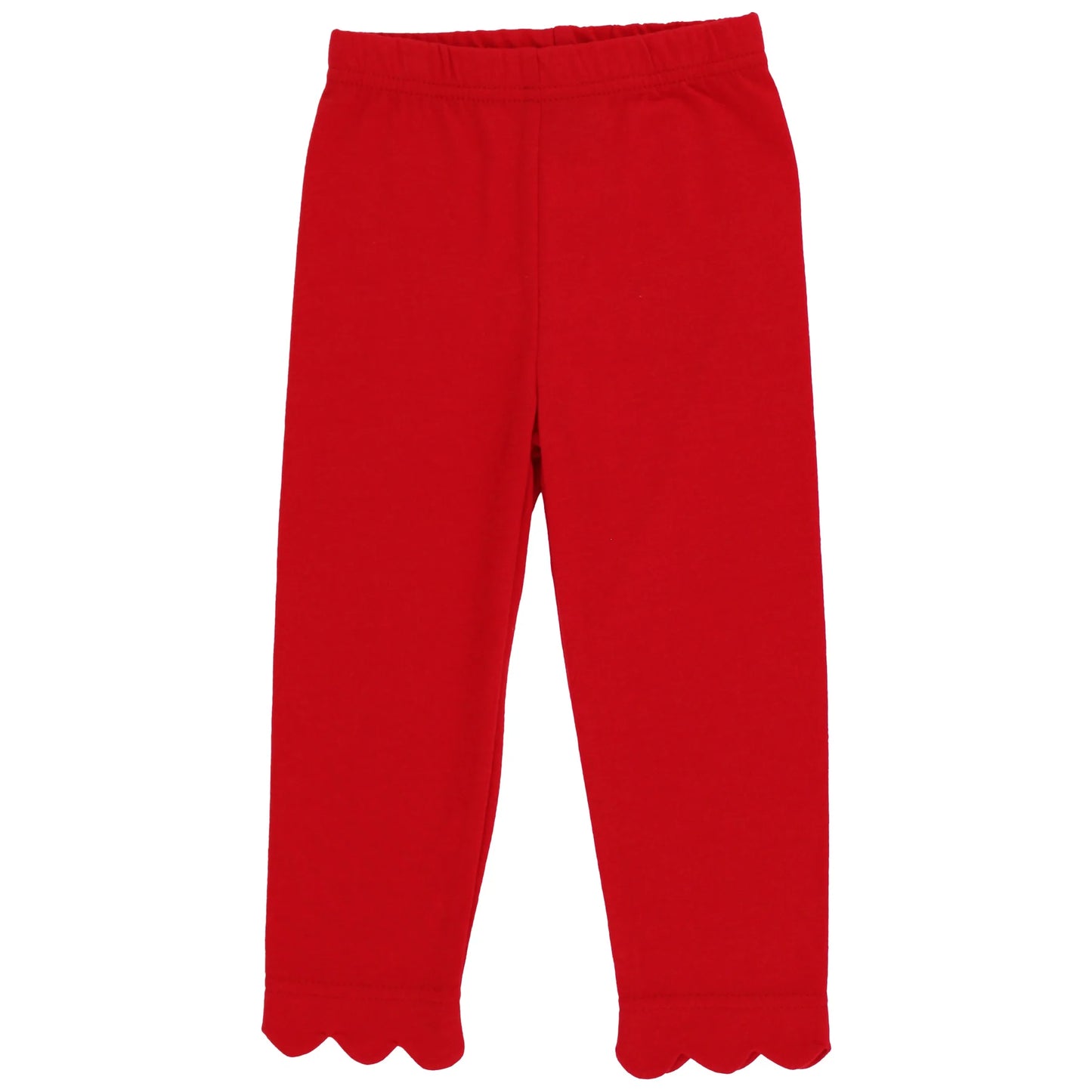 Red Knit Scalloped Leggings
