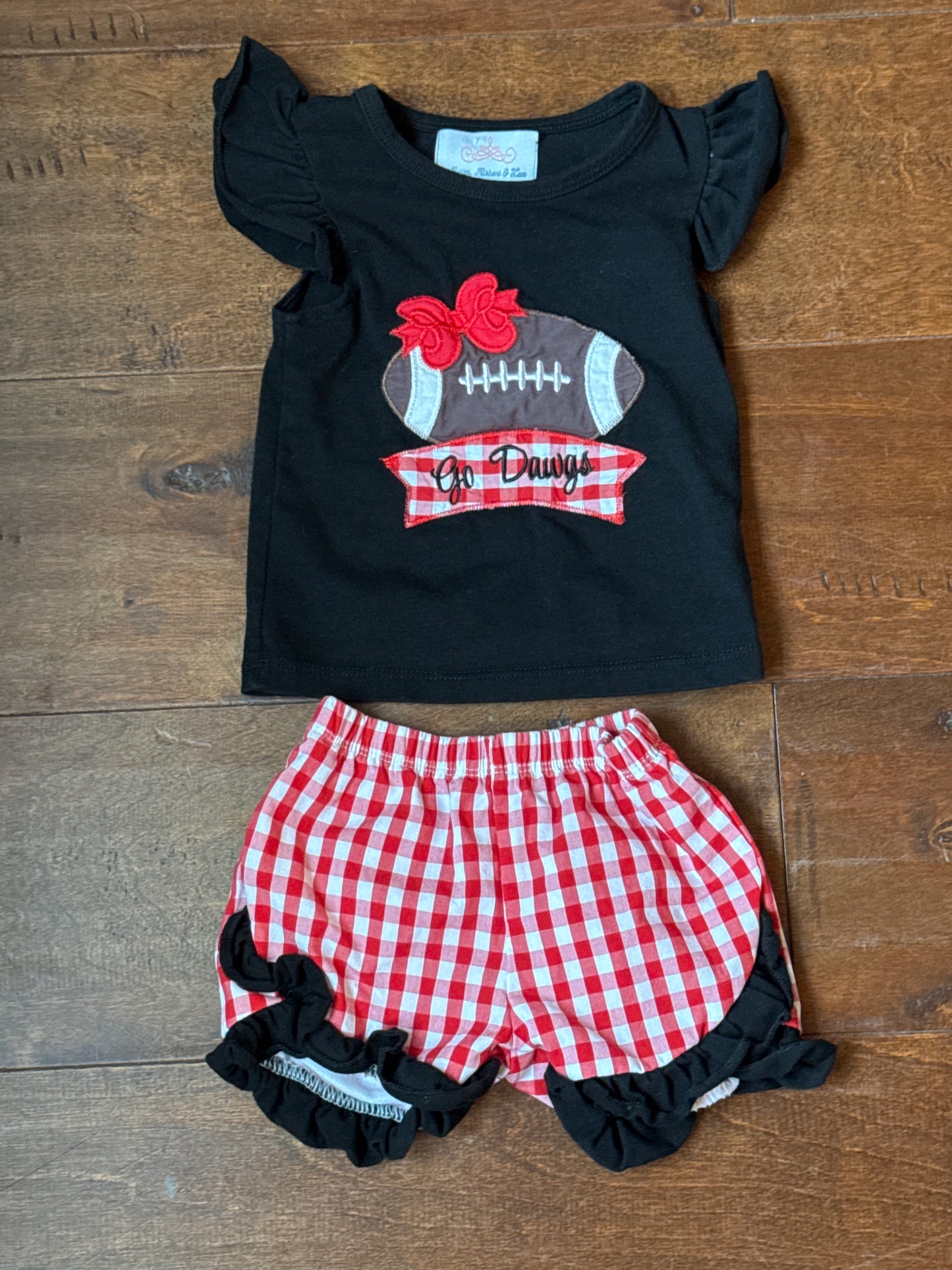 Ruffles Ribbons and Lace Dawg outfit 9-12M