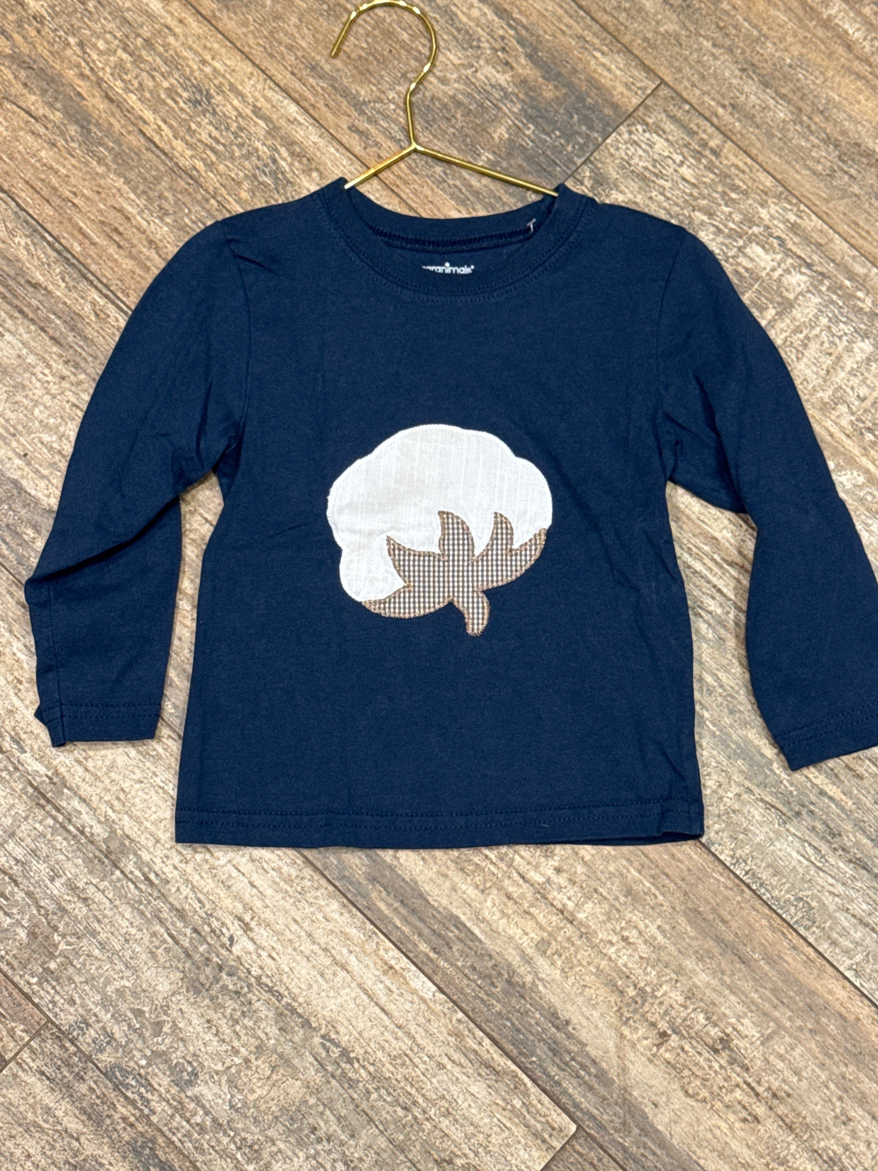 Navy LS Cotton Applique 2T