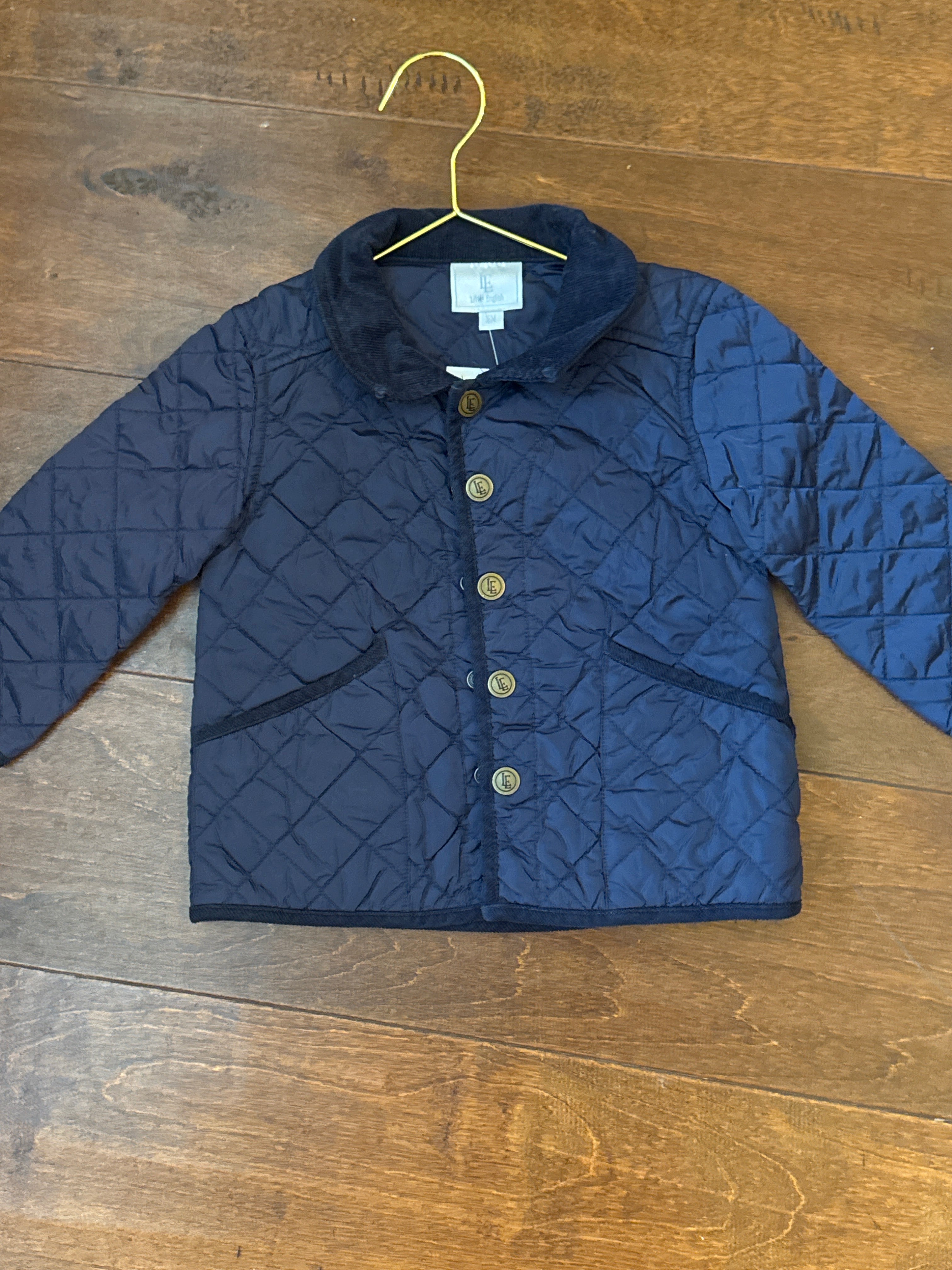 Little English Navy Classic Quilted Jacket 18m