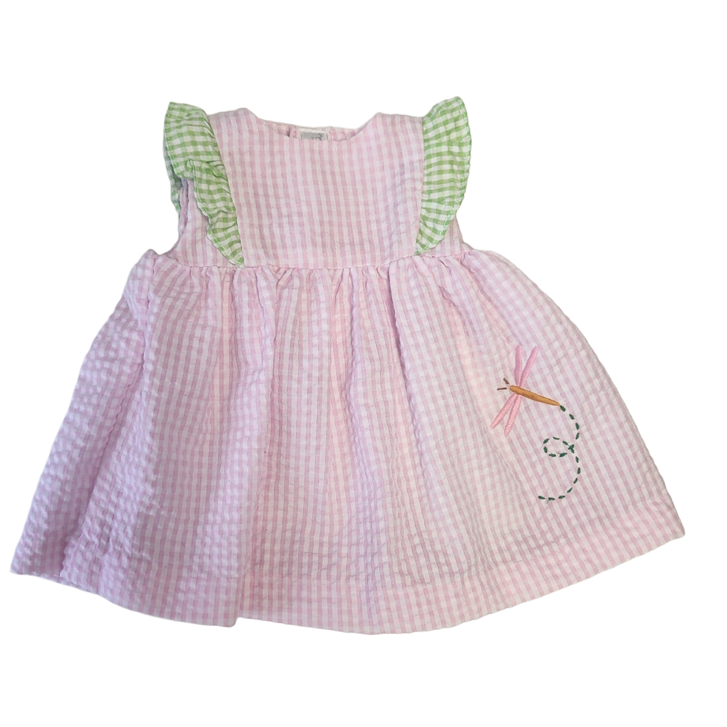 Knit Frog Doll with Pink Check Dragonfly Dress: Doll & Dress Set / 14"