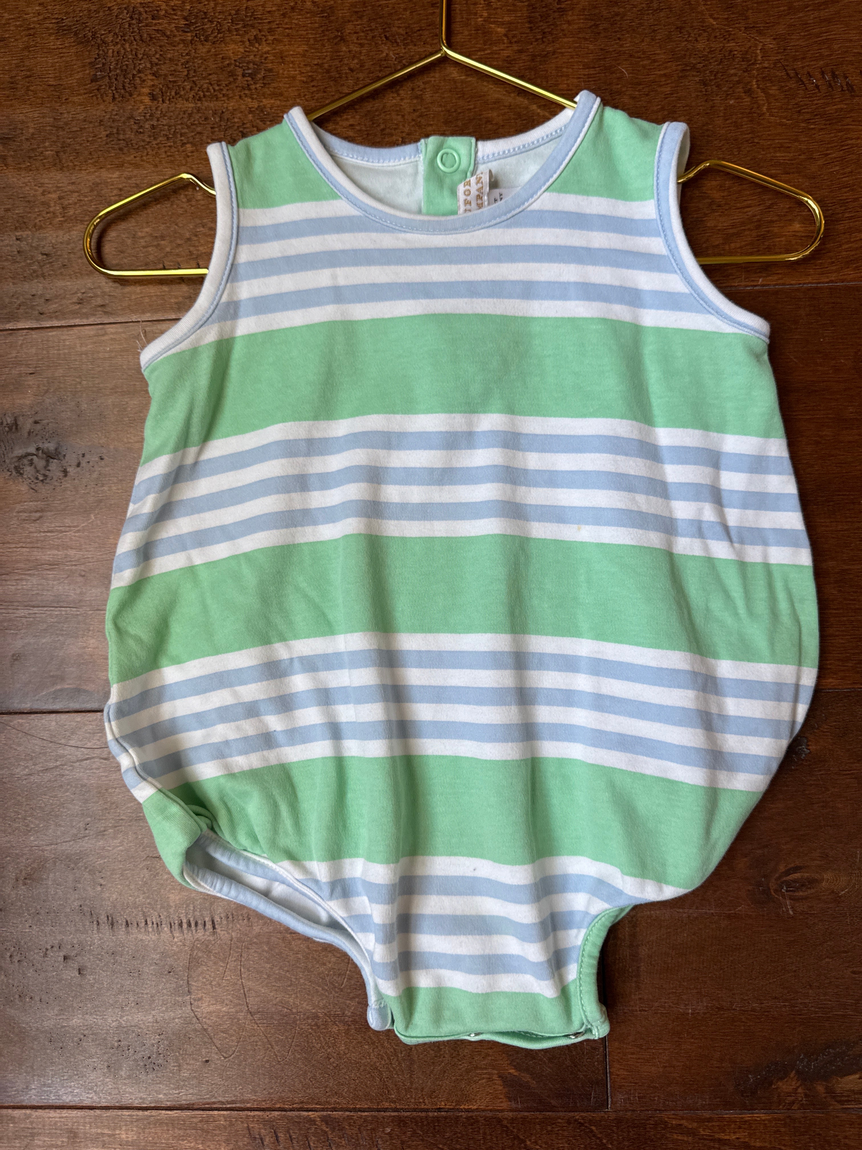TBBC Green and Powder Blue Patton Playsuit 6-12m