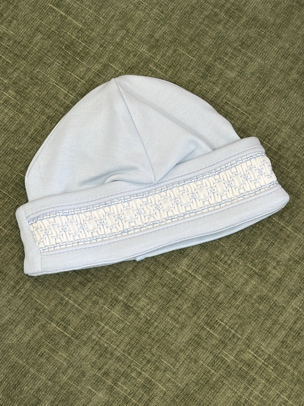 Blue Pima Handsmocked Hat