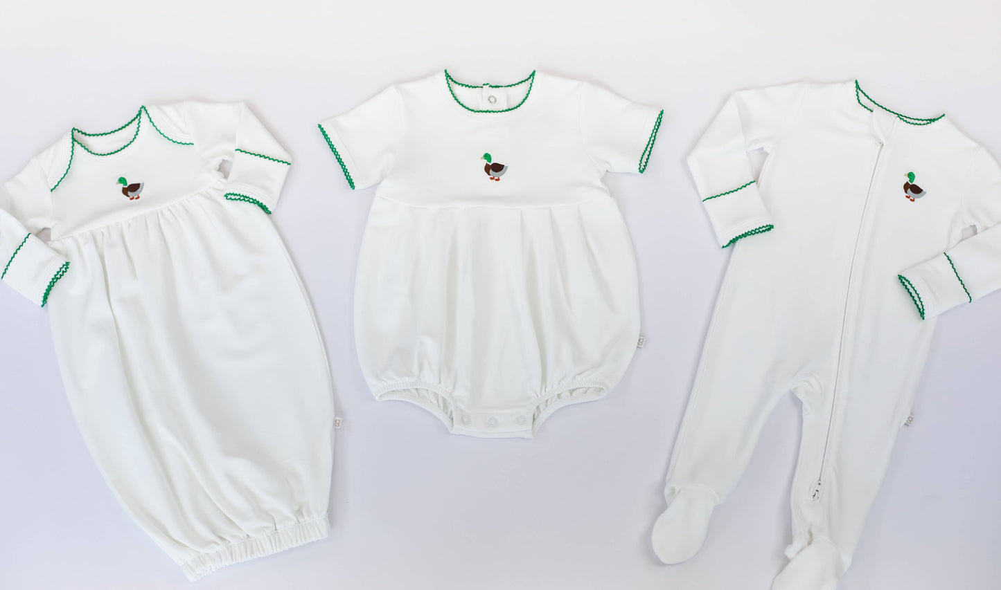 Pip Embroidered Zip Romper -Mallards