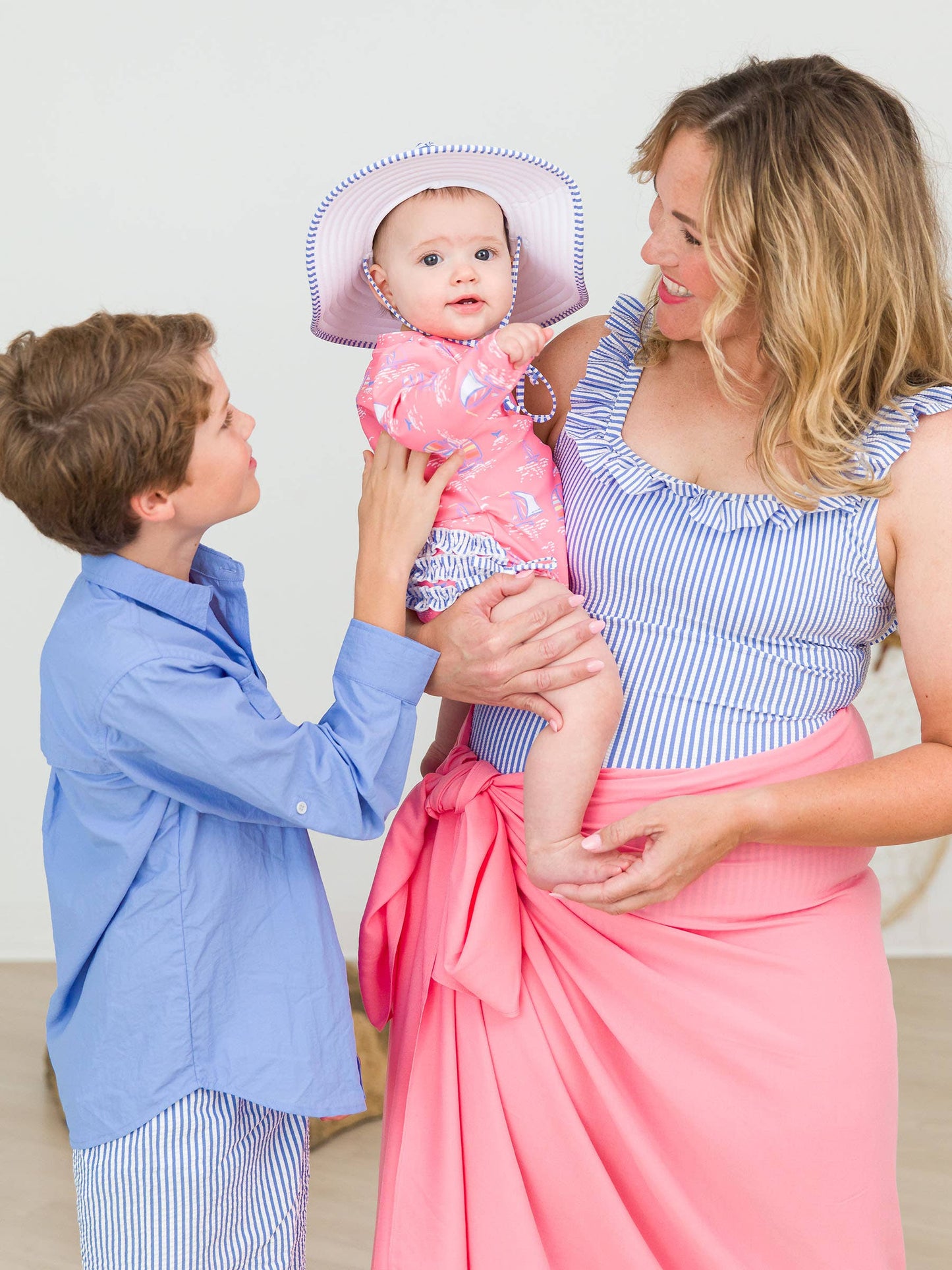 Seas the Day Long Sleeve One Piece Rash Guard Swimsuit with Signature Rear Ruffles