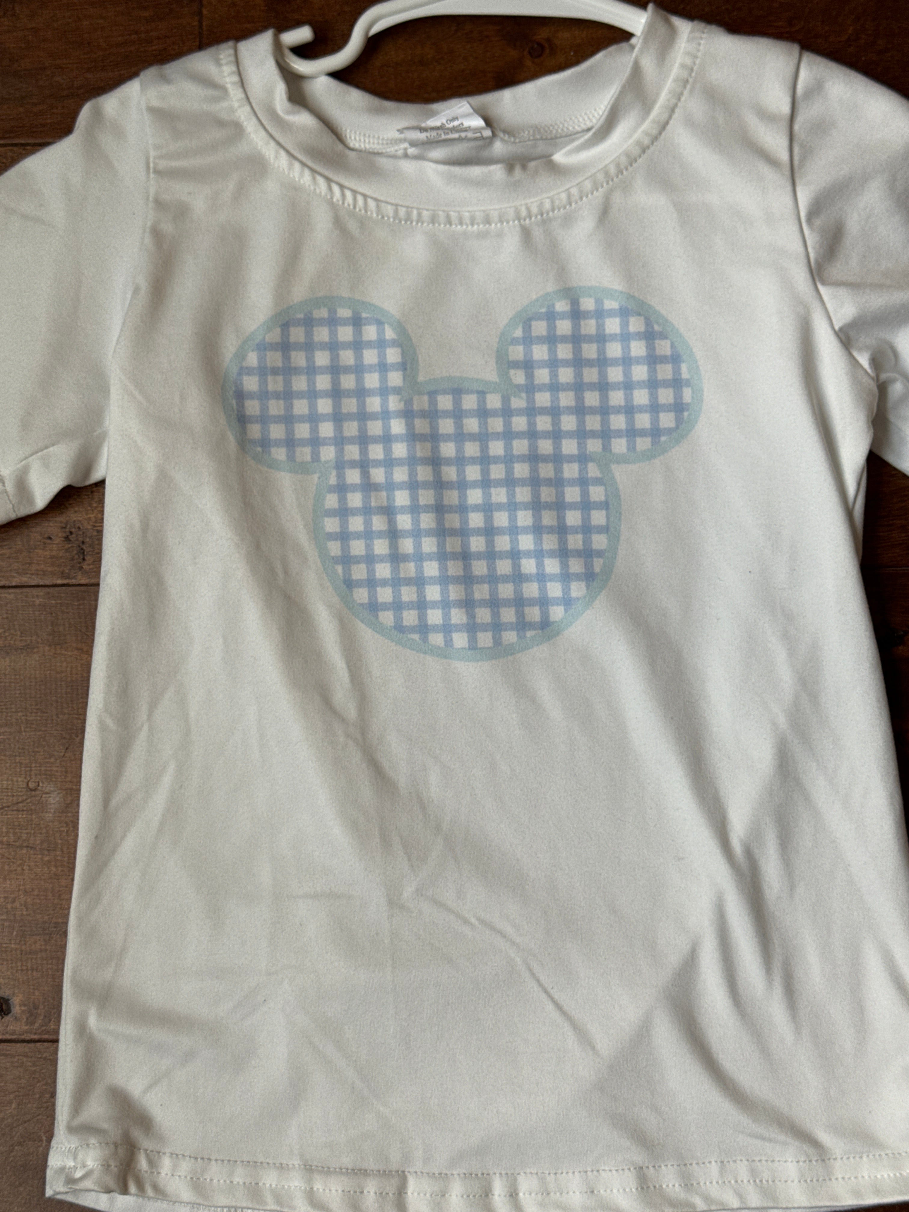 Mouse Blue Gingham Tee 4T