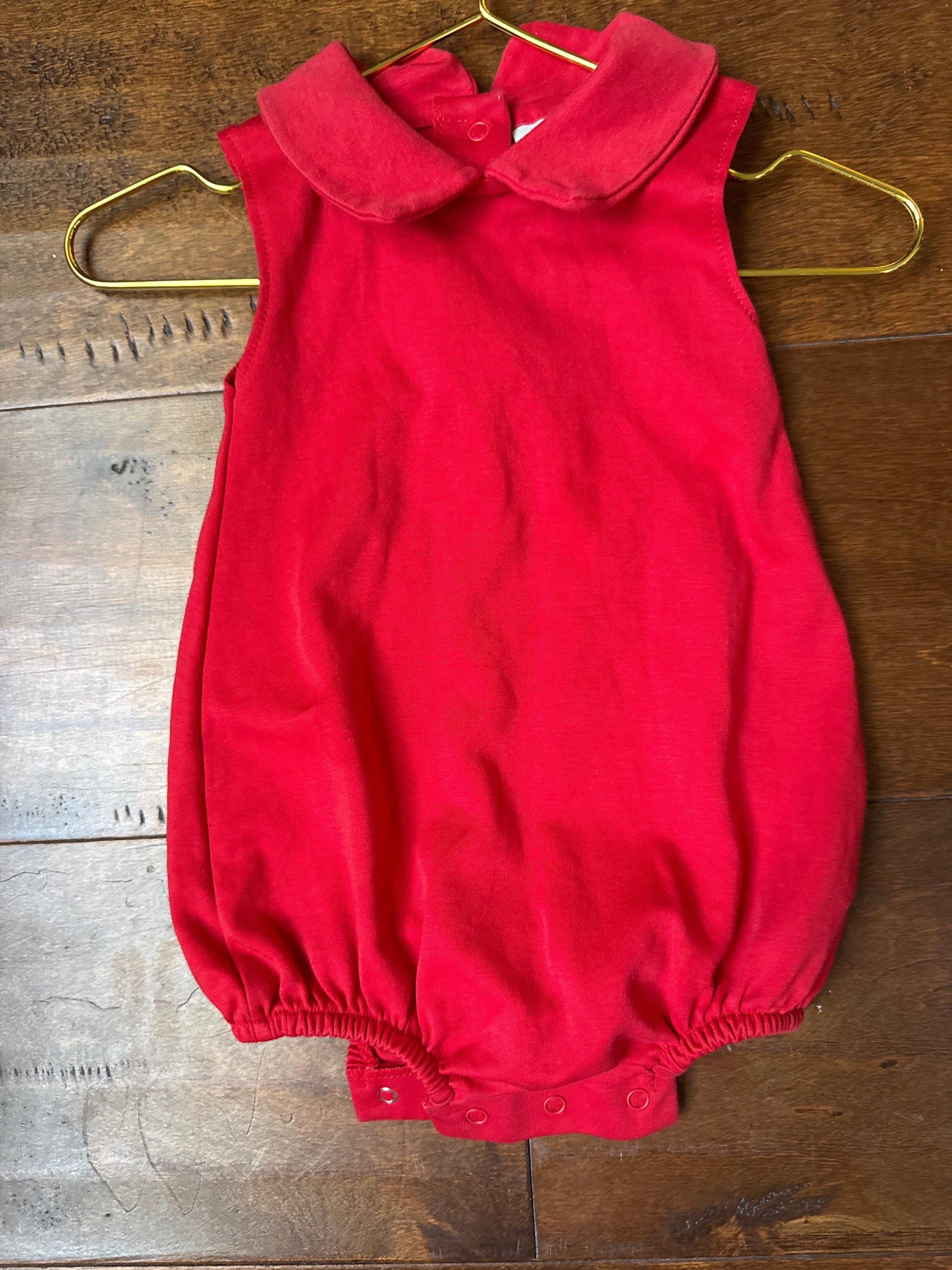 TBBC Red Peter Pan Collar Bubble 6/12m