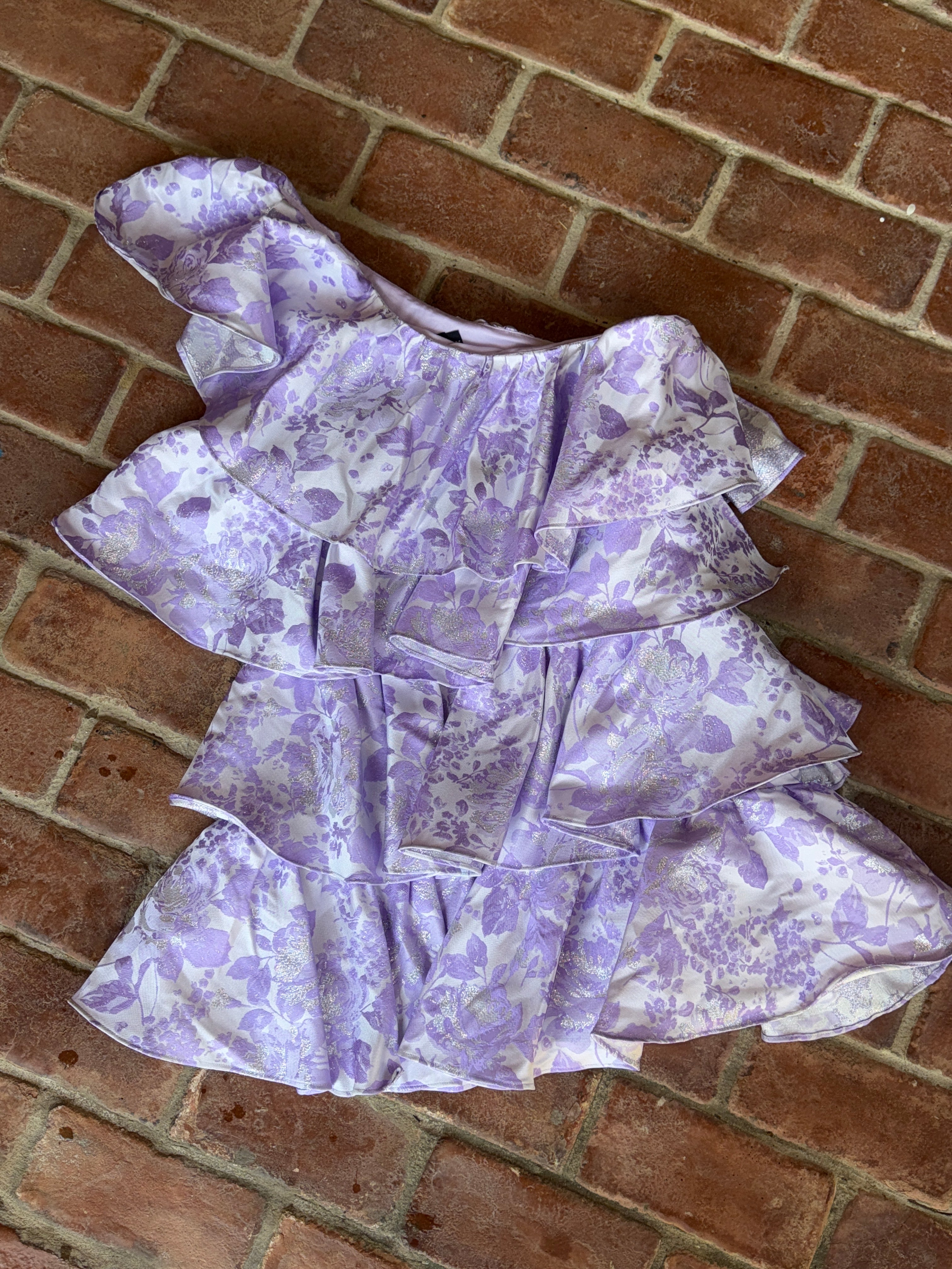 Asos Luxe Purple One Shoulder Ruffle Dress 6