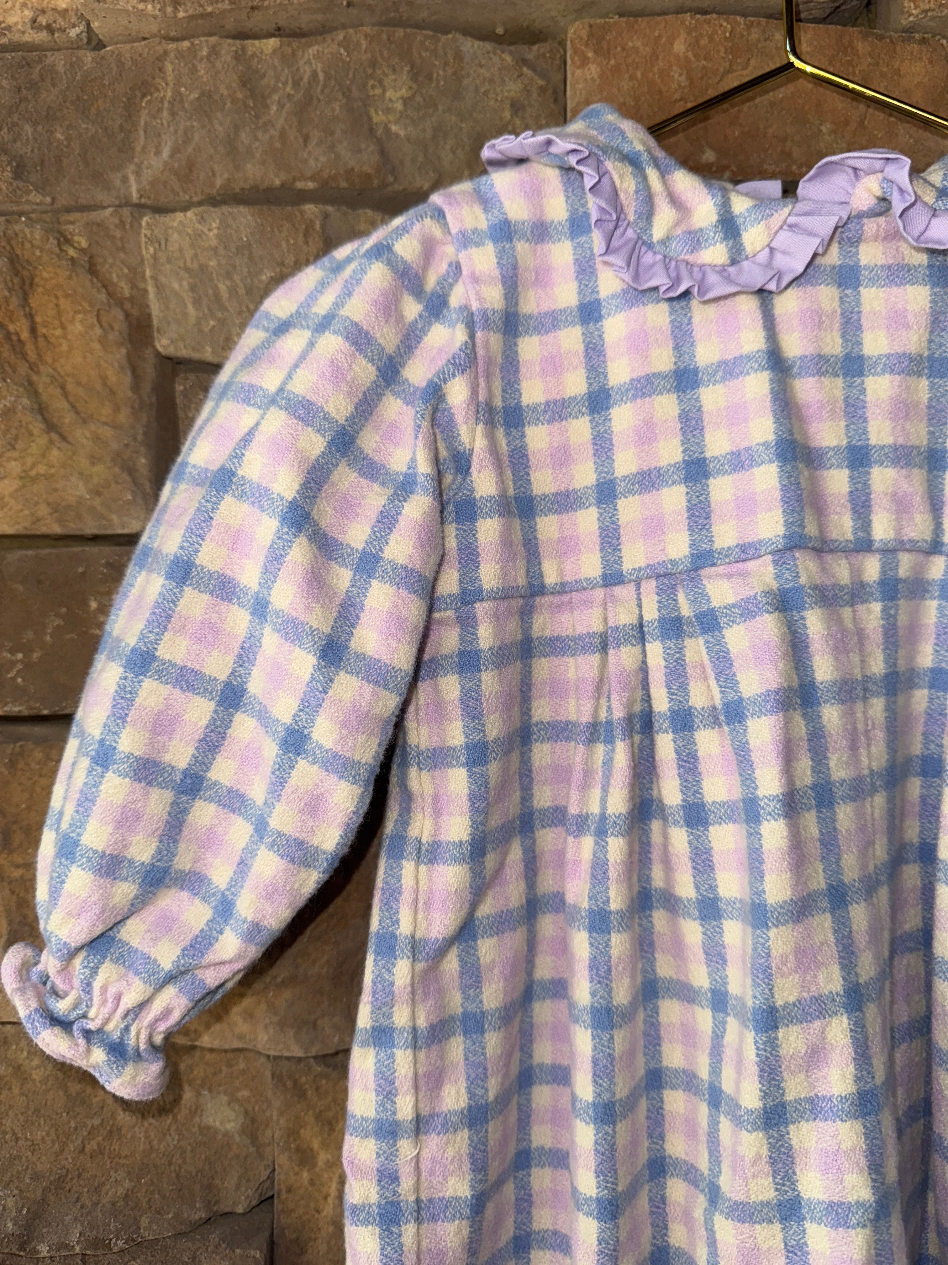 James & Lottie Knit Purple Gingham Romper 12m