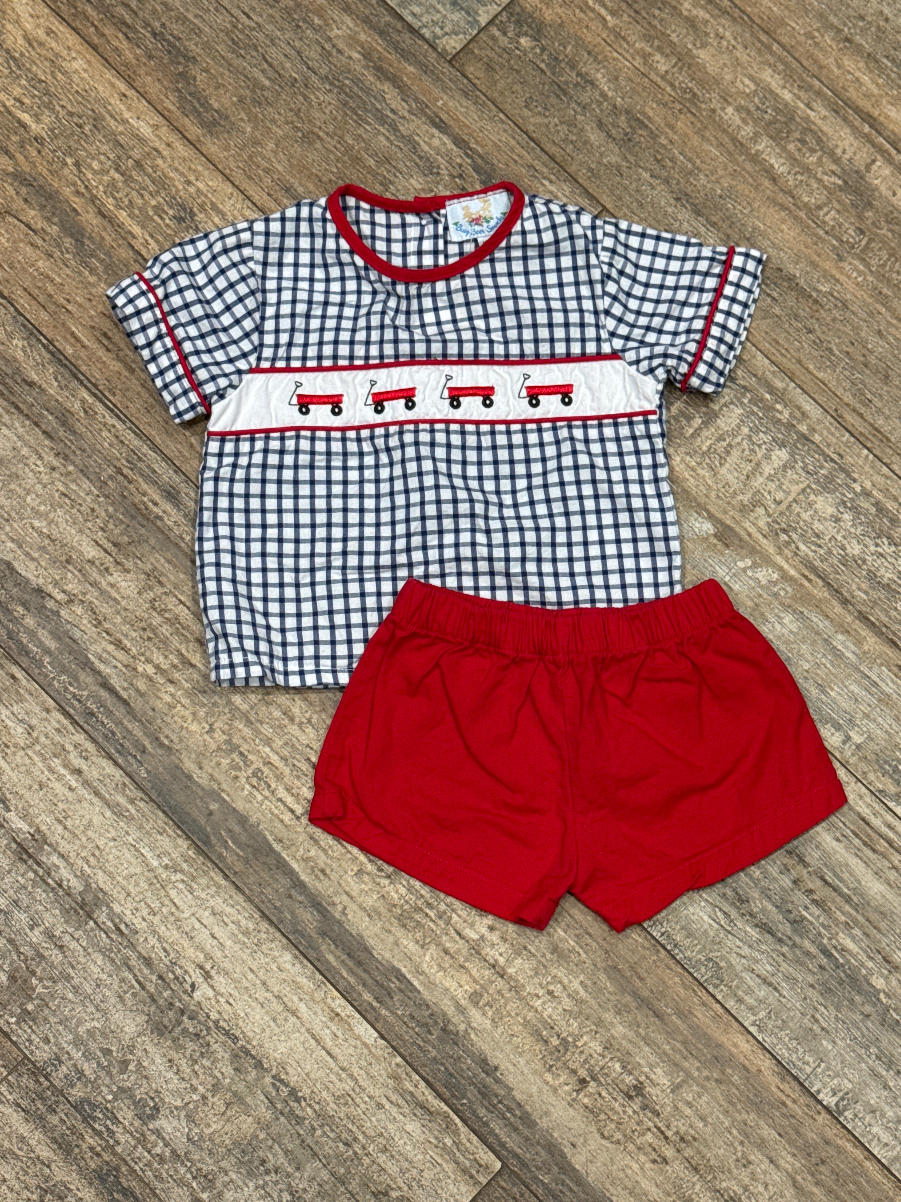 Busy Bee Smocks Little Red Wagon Set 18m