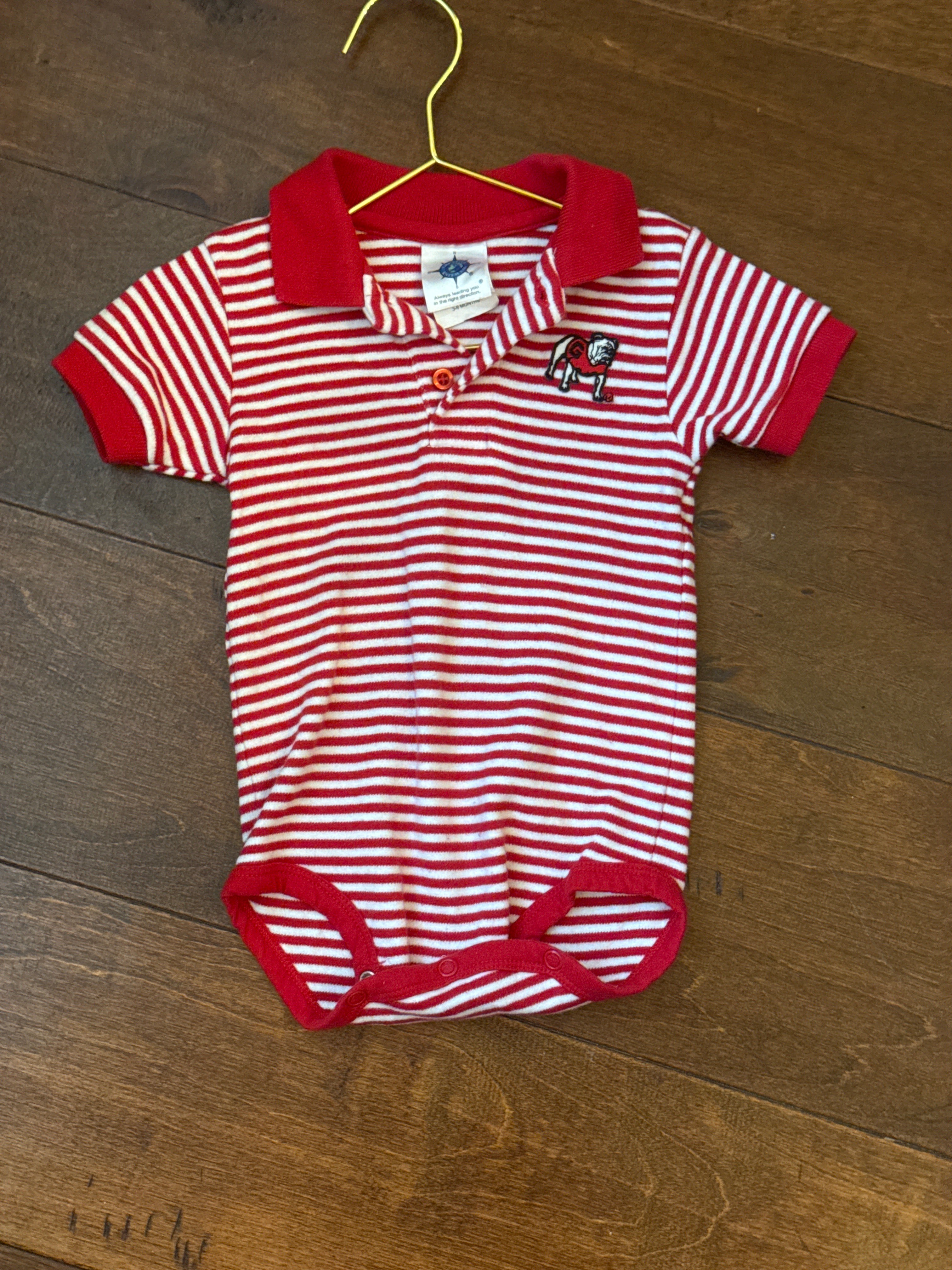 UGA Dawgs Applique Polo Onesie 3-6m