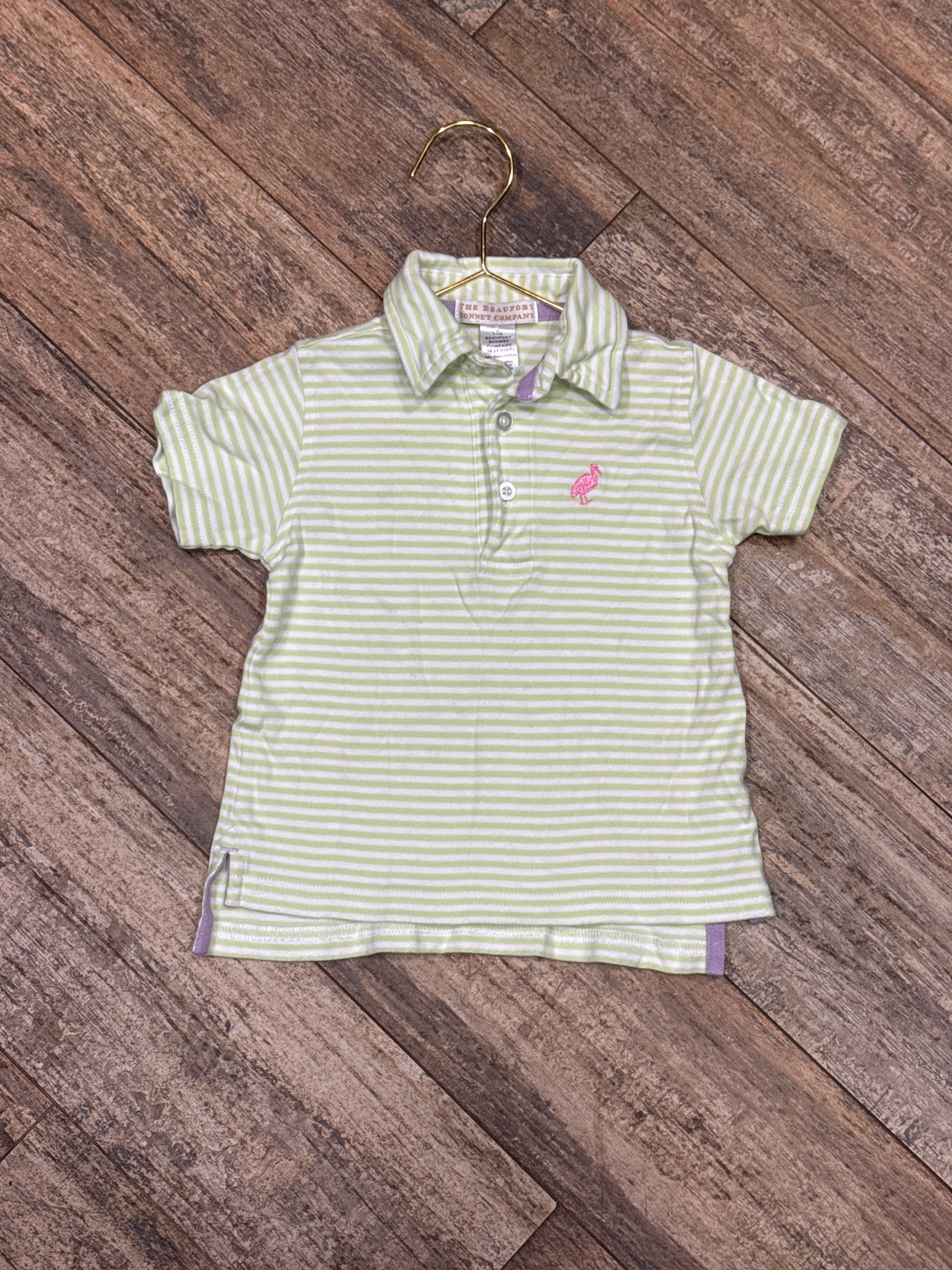TBBC Green Striped Pima Polo 18-24m