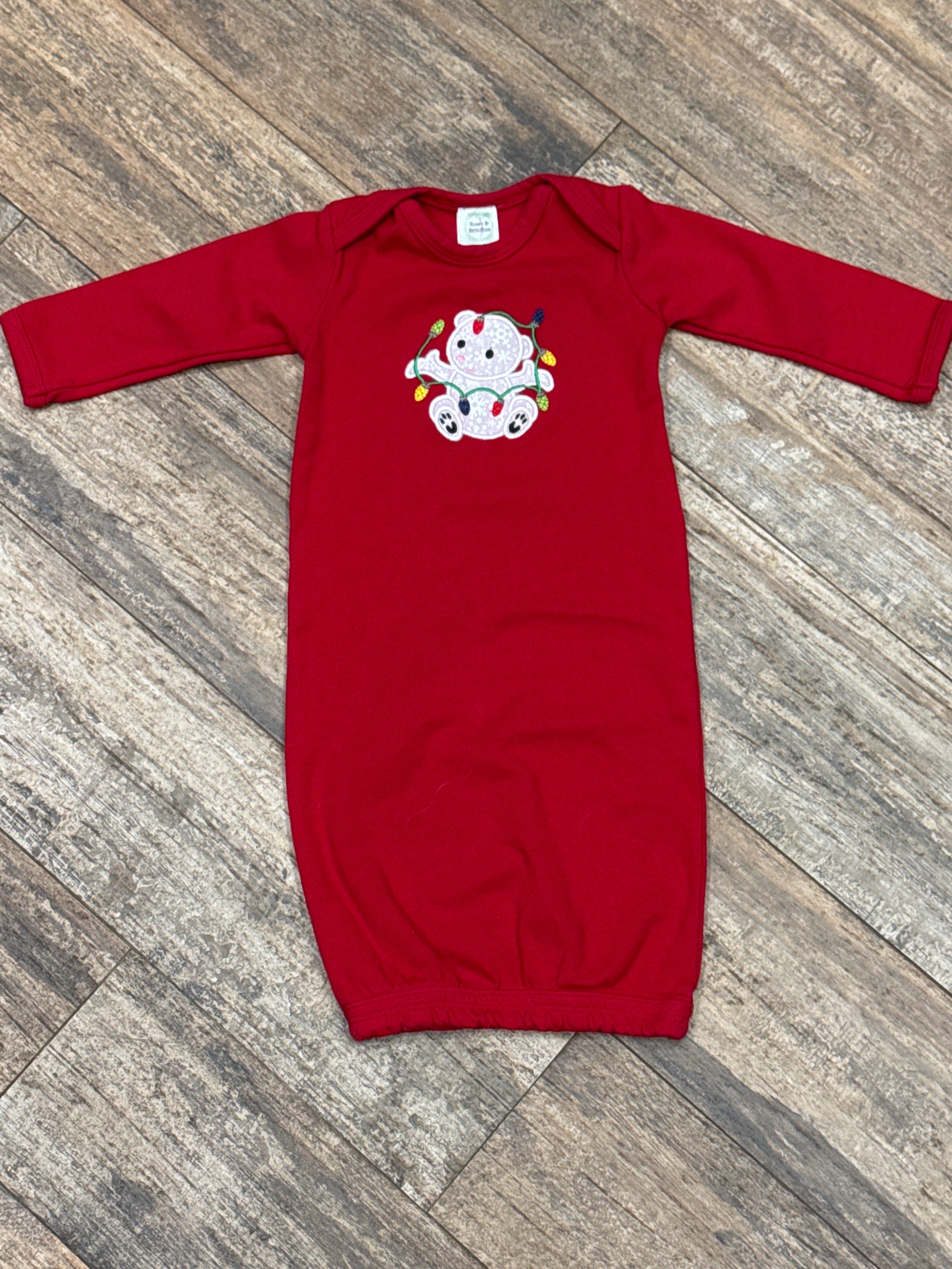 Bows and Britches Holiday Bear Gown NB