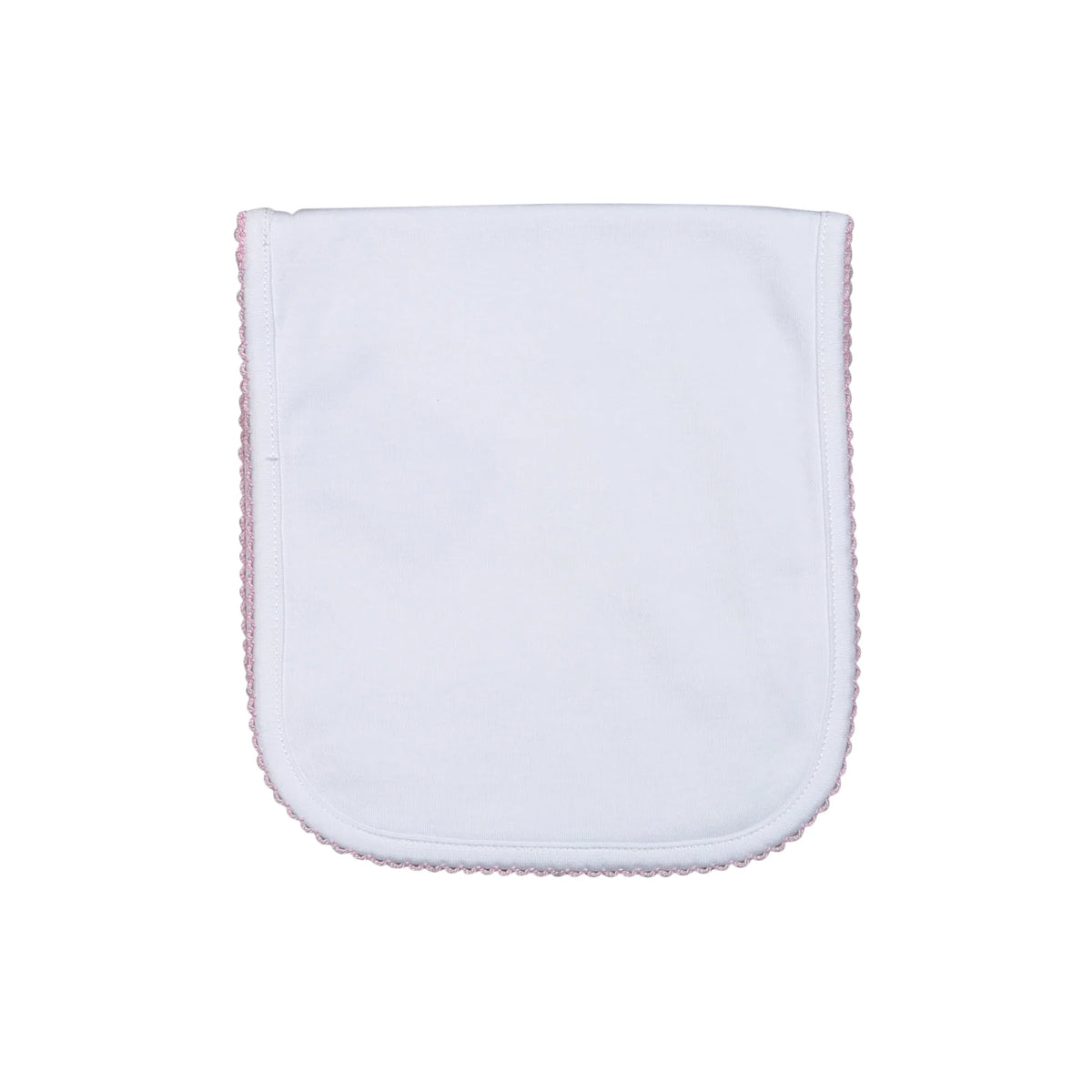 White Burping Cloth w/ Pink Picot Trim