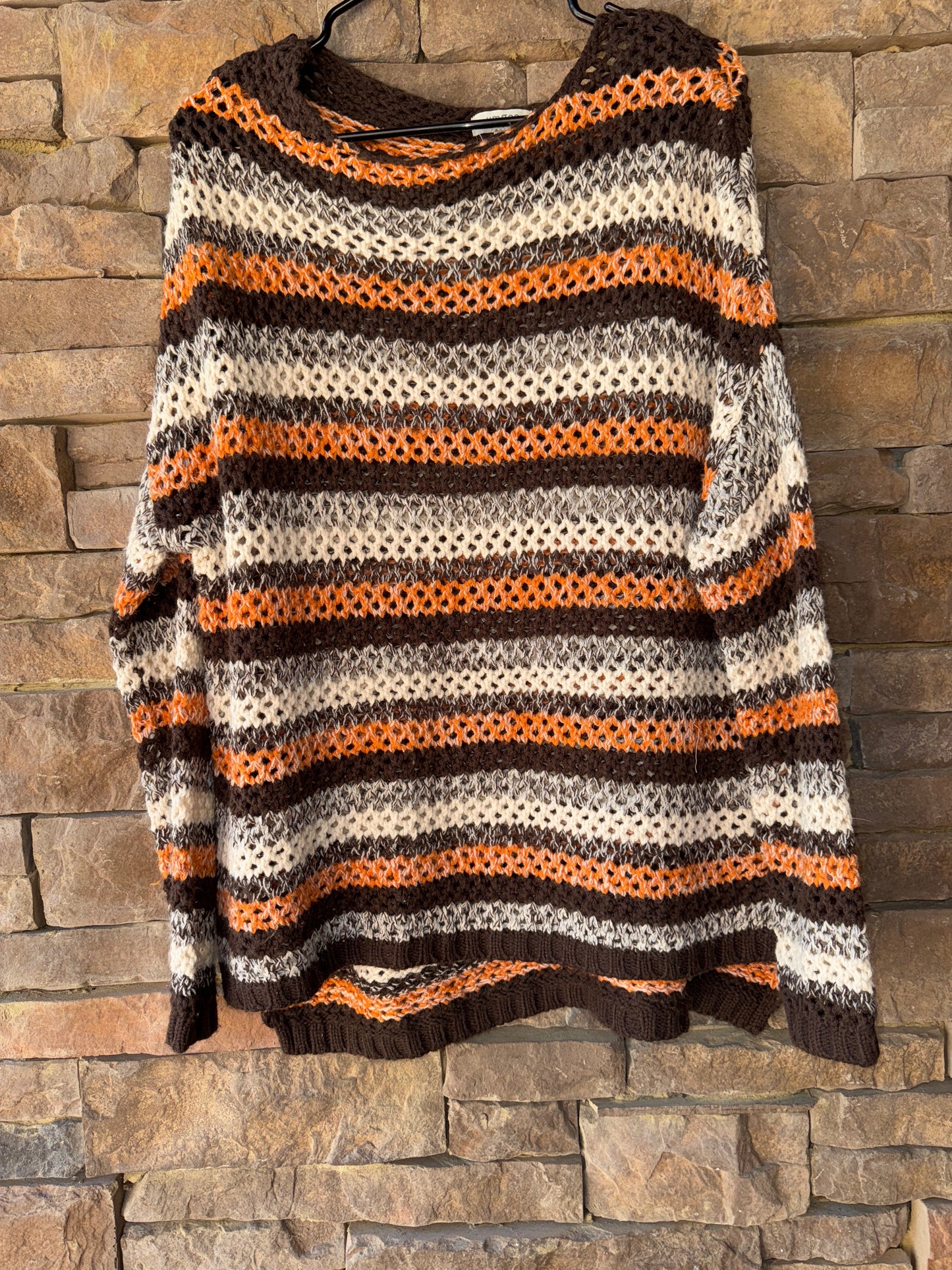 Umgee Brown Cream Orange Sweater S