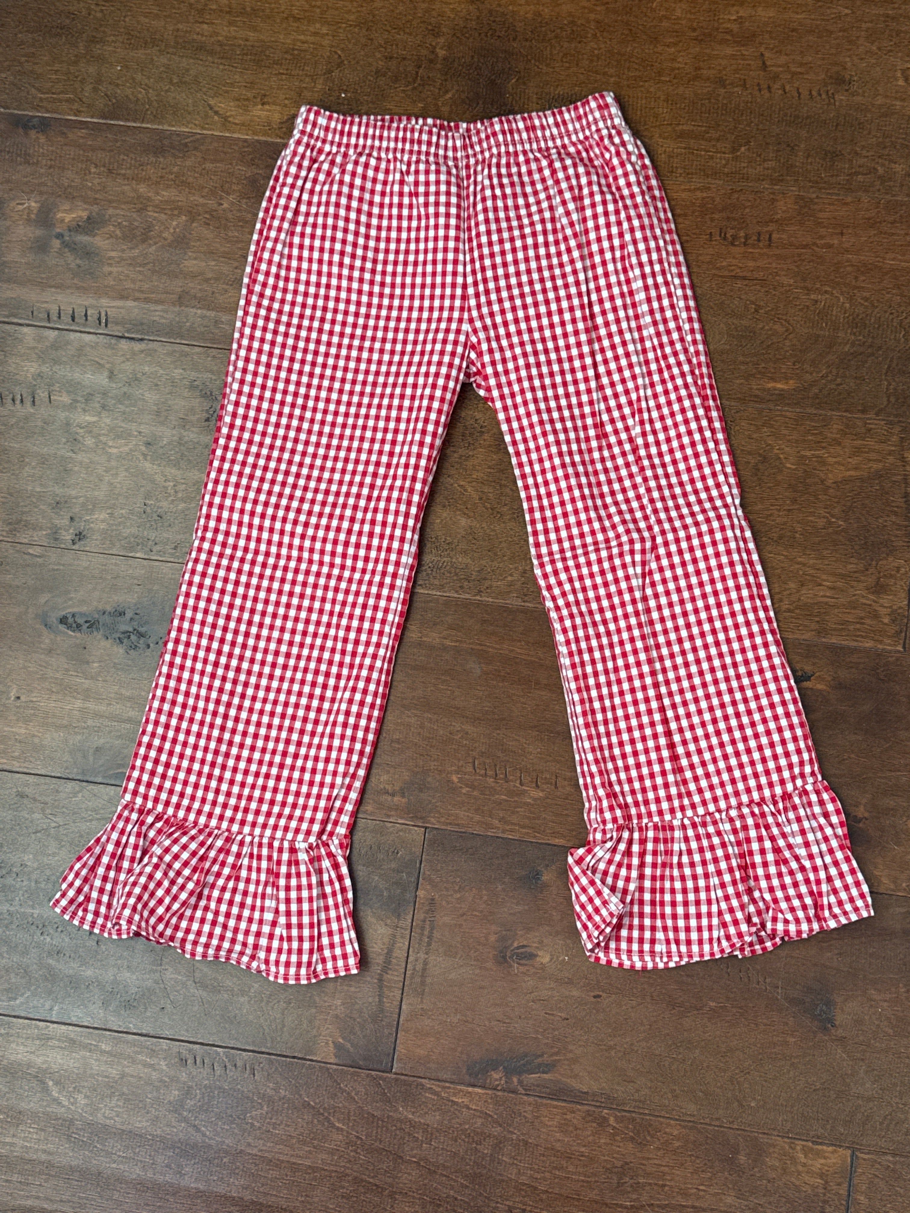BB Gingham Ruffle Pant Red 6