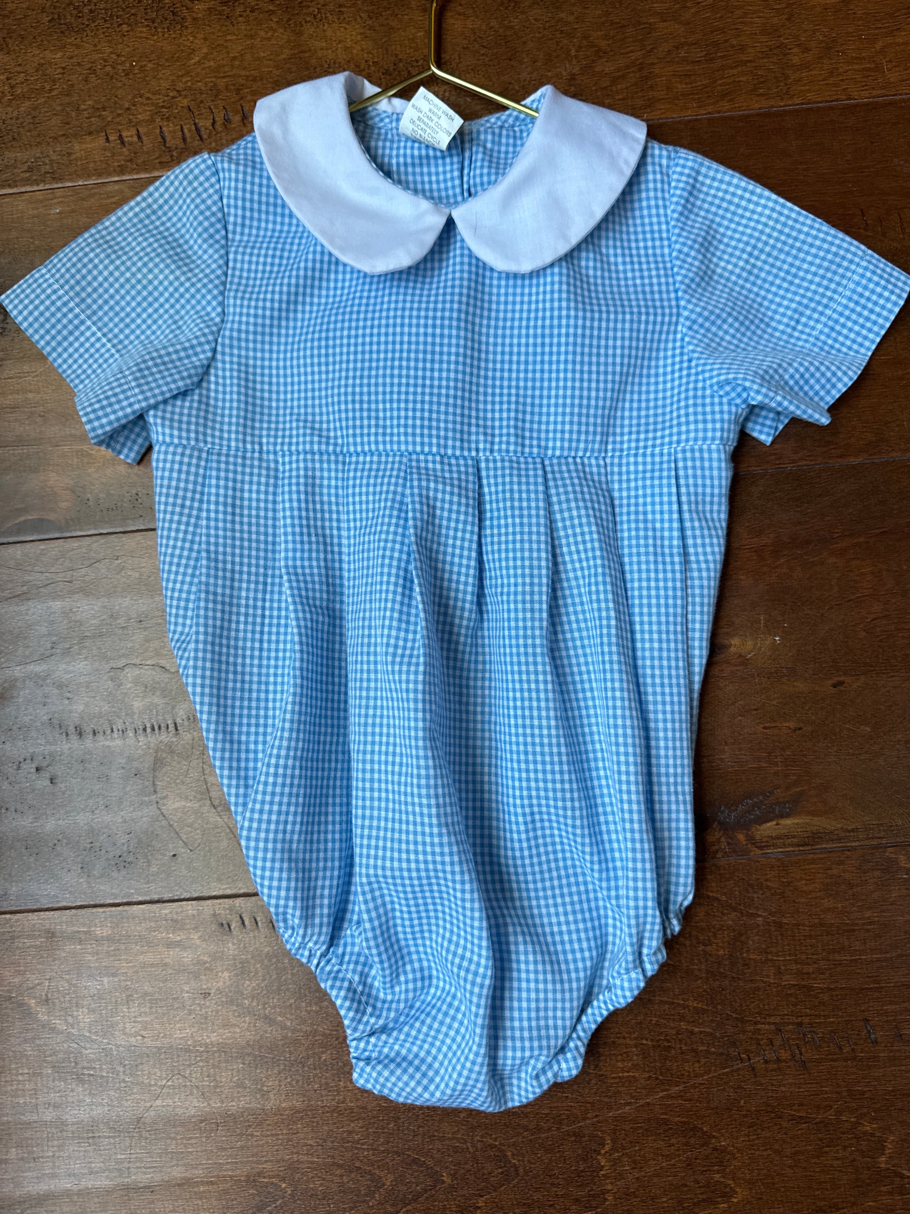 Sir John Blue Gingham Bubble 12m