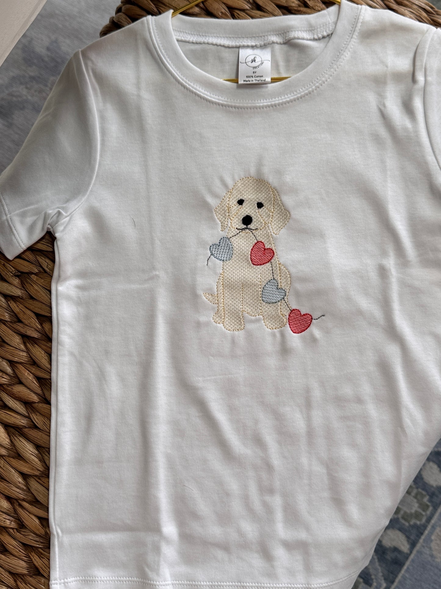 Boys White Valentines Dog Tee