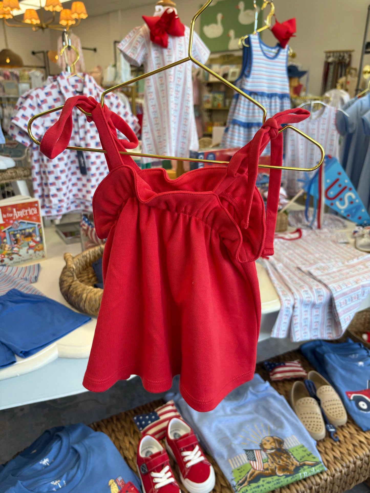 TBBC Red Tie Shoulder Top 12-18M