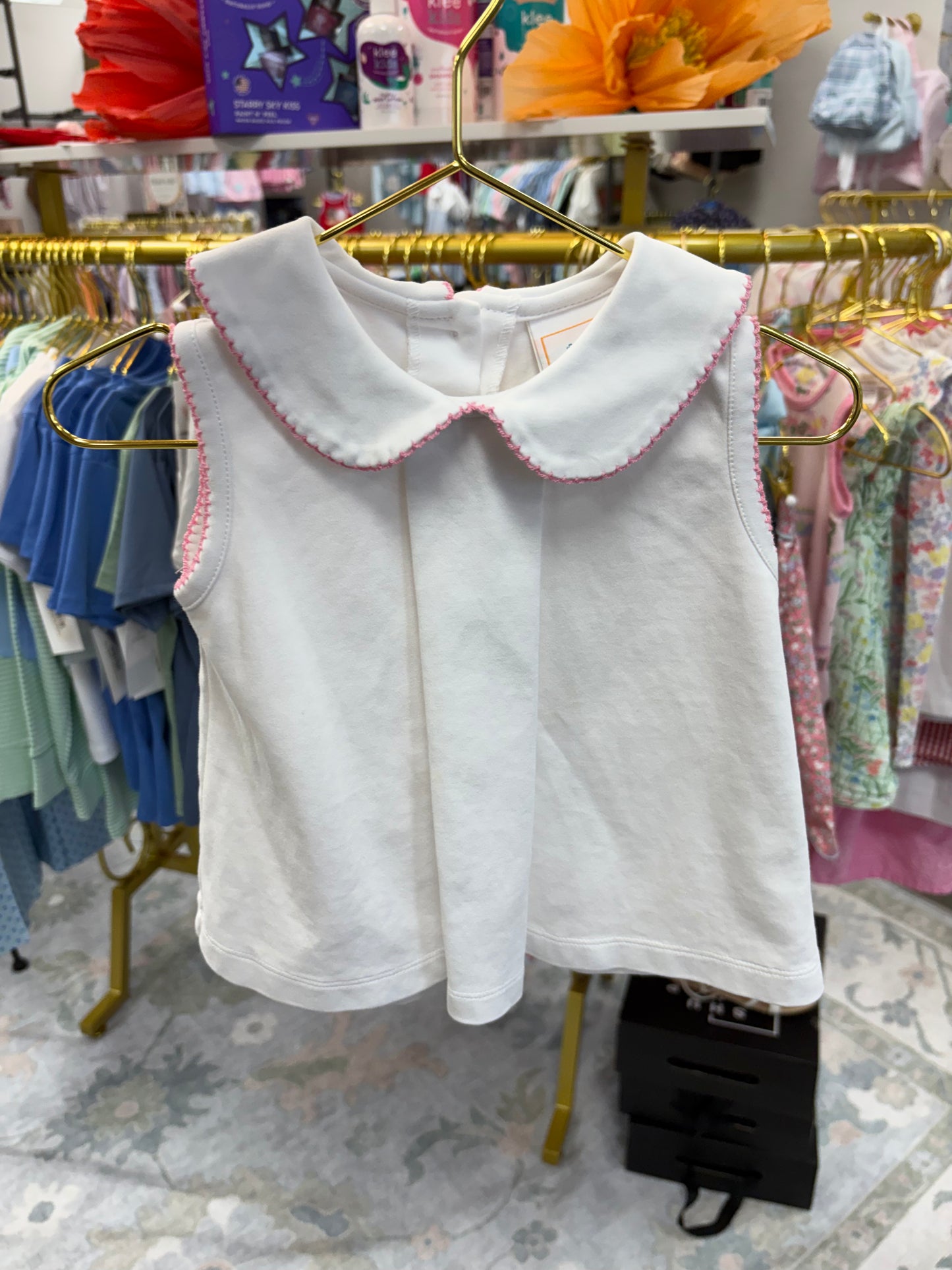 Stitchy Fish Pink Trim Swing Top 24M