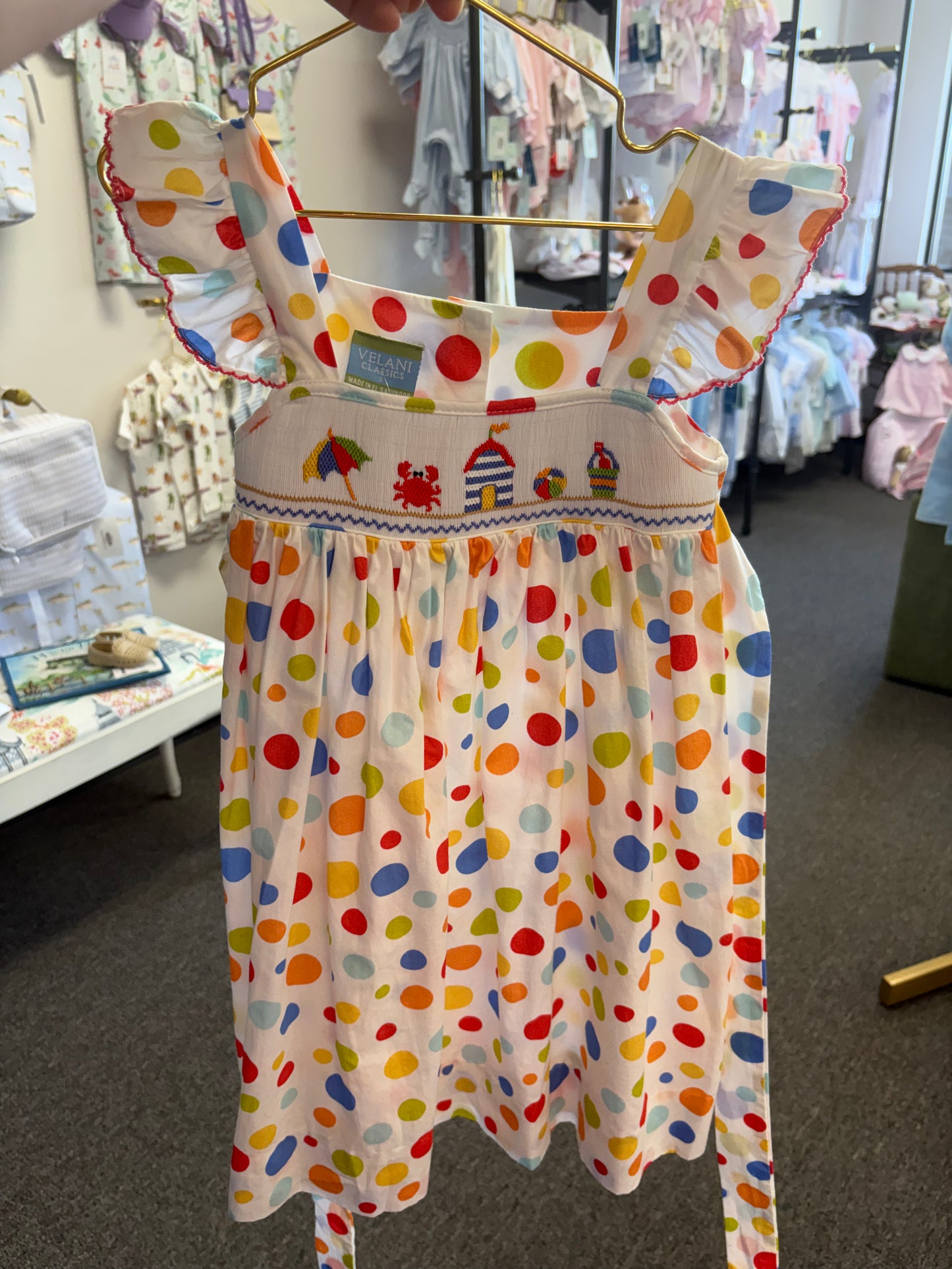 Velani Classics Smocked Polka Dot Dress 5