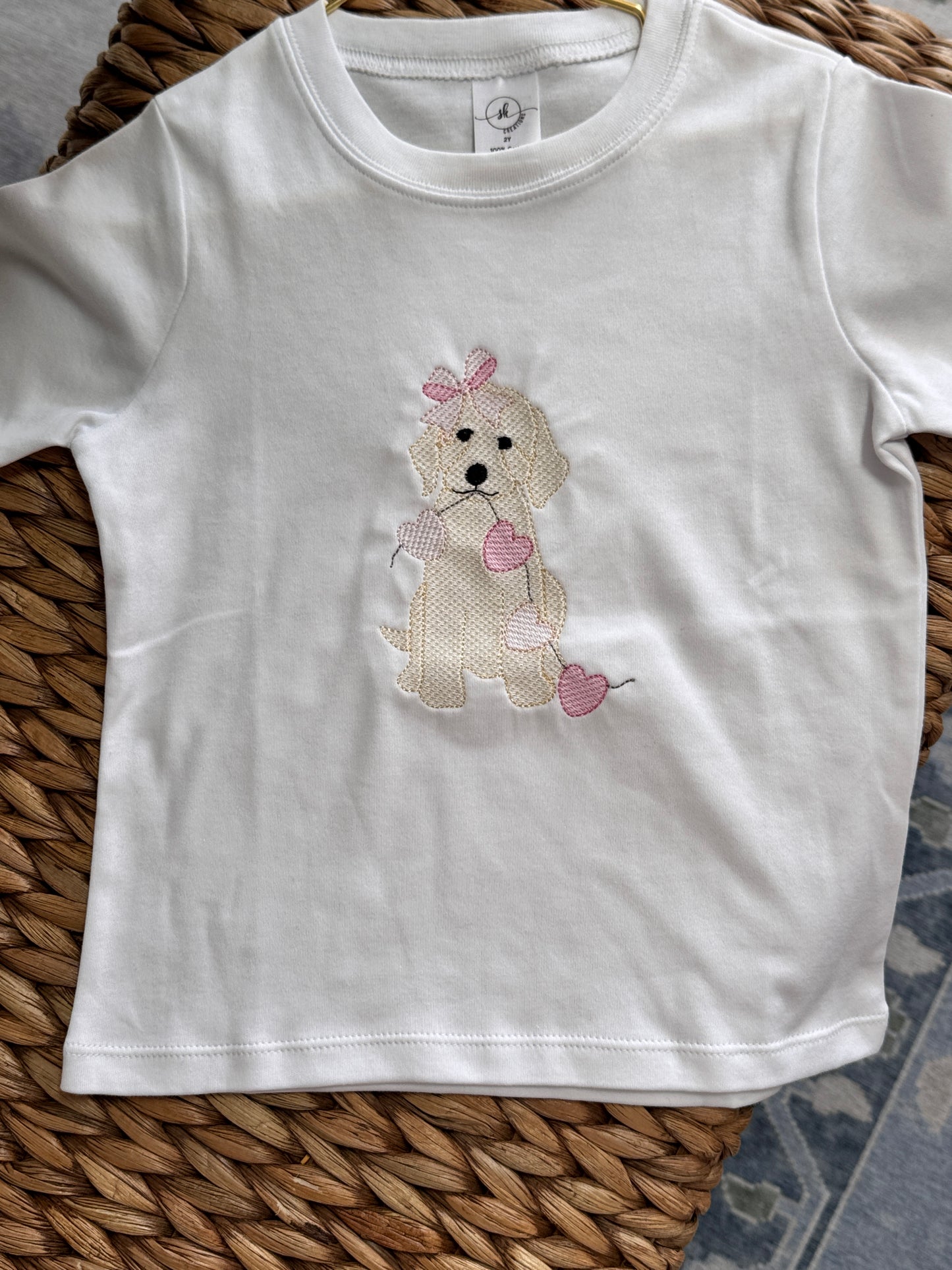 Valentines Girl w/ Lab Shirt - White