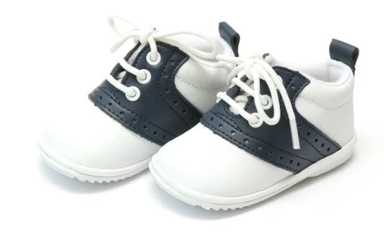 Austin Leather Saddle Oxford Shoe - White w/ Navy