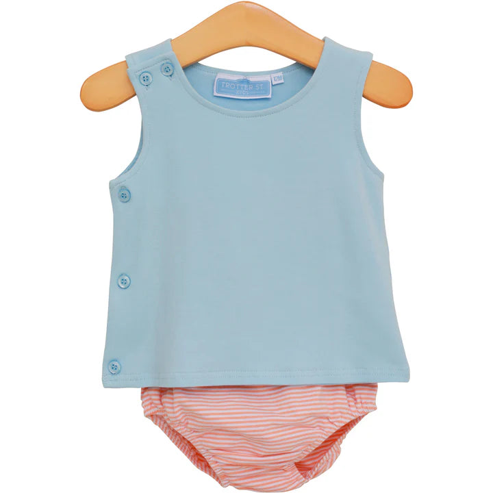 Shephard Diaper Set-Coral Stripe/Light Blue