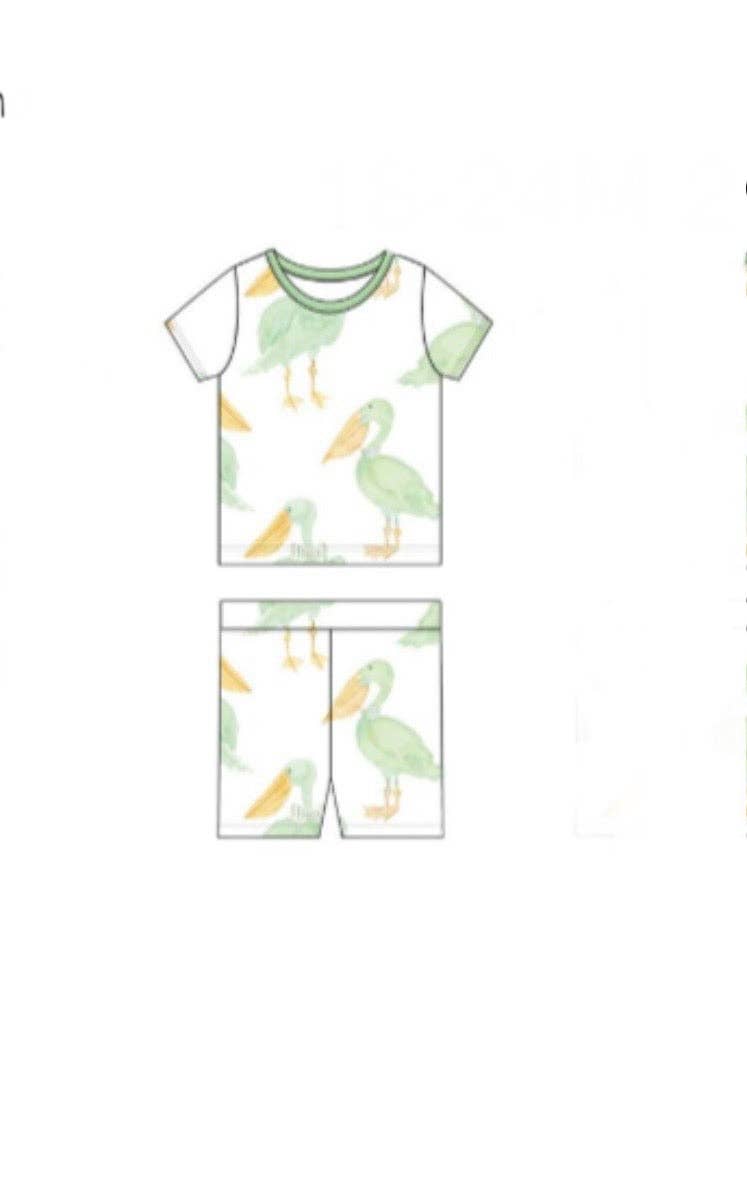 Mint Pelican Two Piece Pajama Short Set: 18-24M