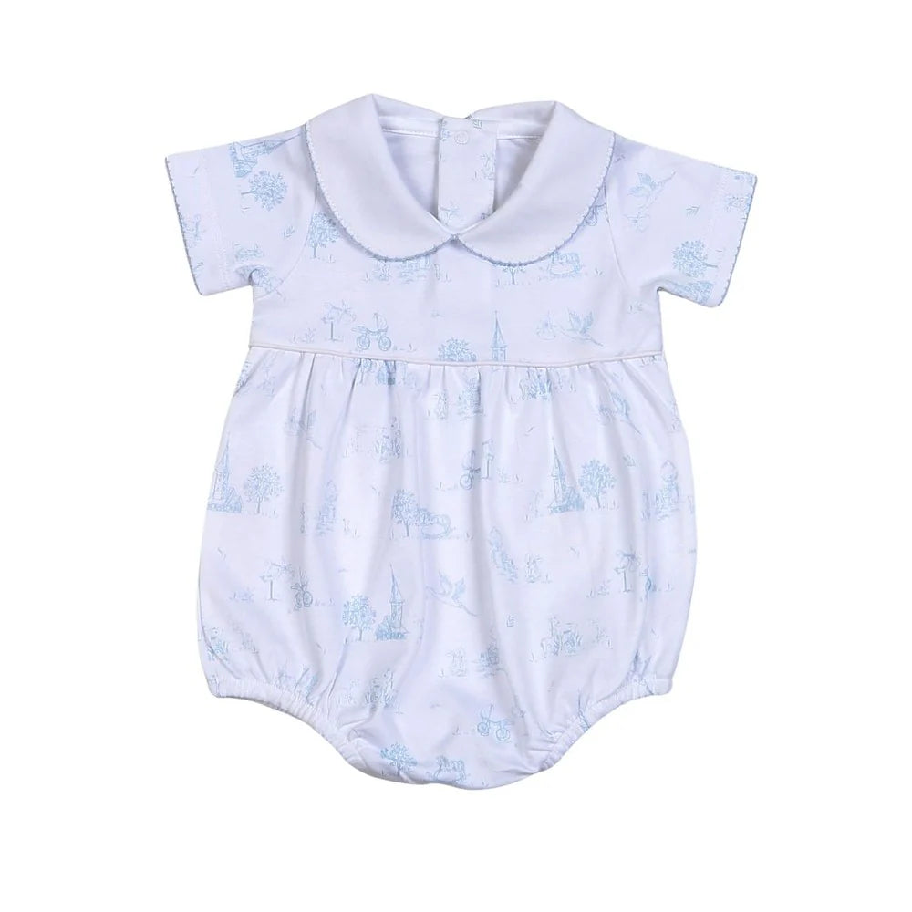 Sisi Blue Toile Short Sleeve Bubble