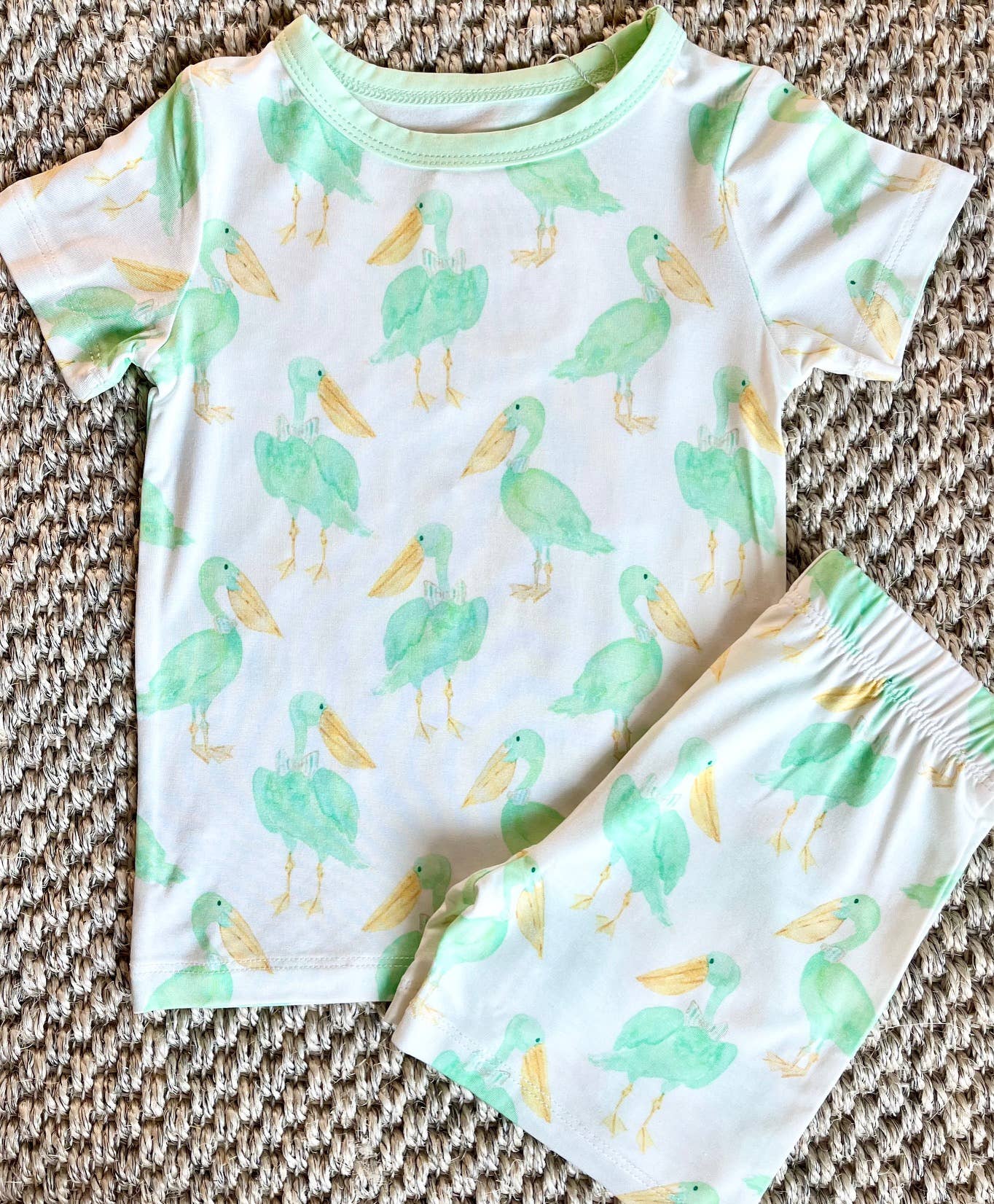 Mint Pelican Two Piece Pajama Short Set: 18-24M
