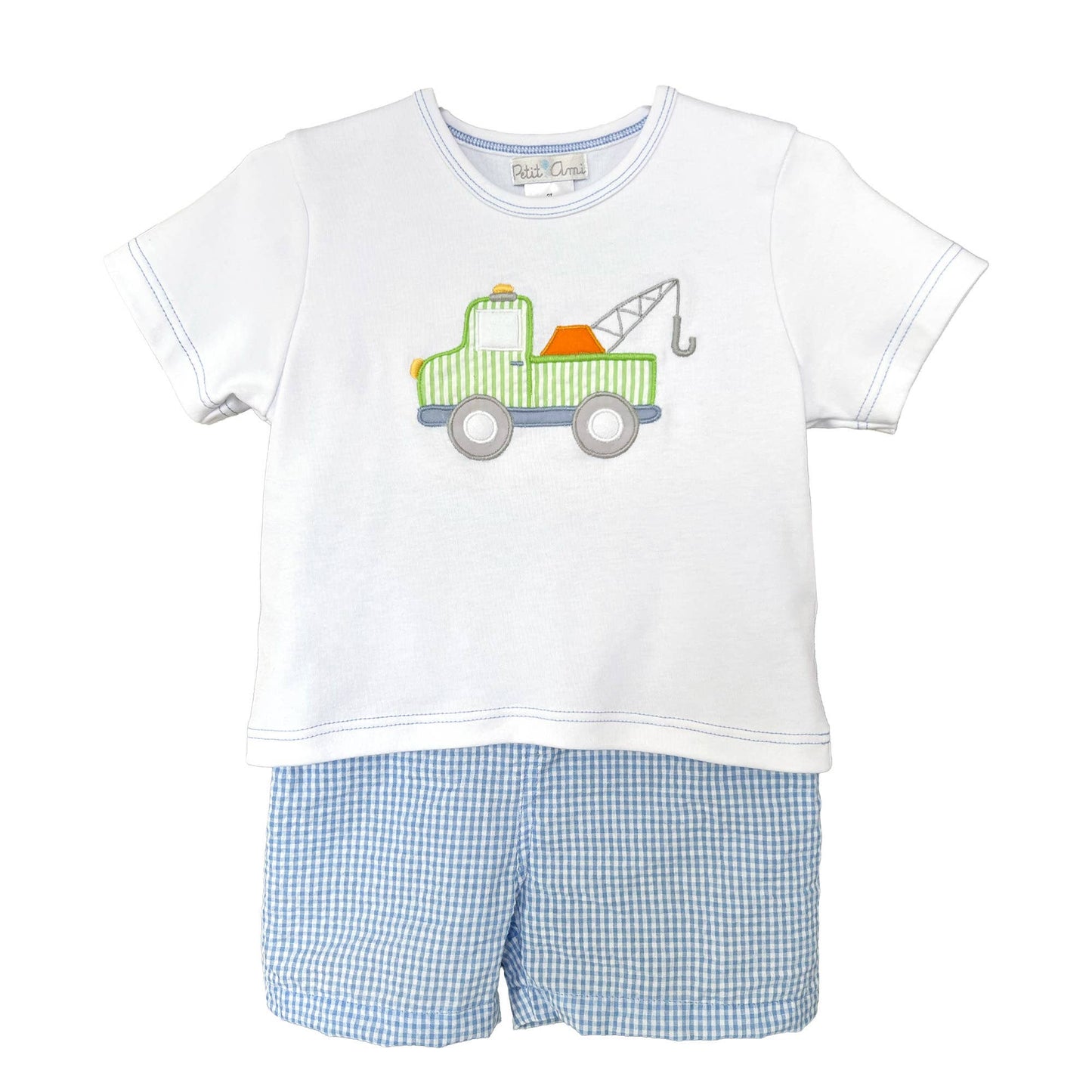 Shirt and Shorts Set with Tow Truck Applique