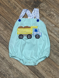 Smocked Polkadot Dump Truck Sunsuit 2T