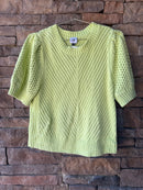 Cabi Beaming Pointelle Knit SS Sweater M