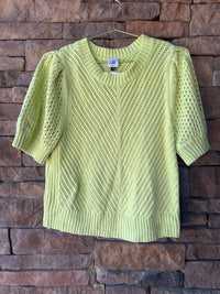 Cabi Beaming Pointelle Knit SS Sweater M