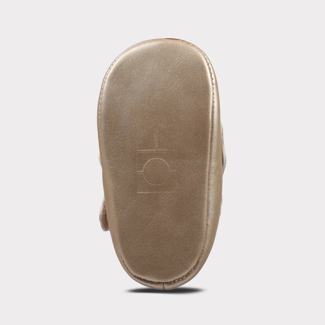 Amina Girls Hook & Loop Crib Shoe: Gold