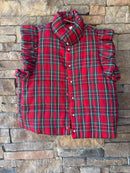 Entro Christmas Plaid Ruffle Vest M