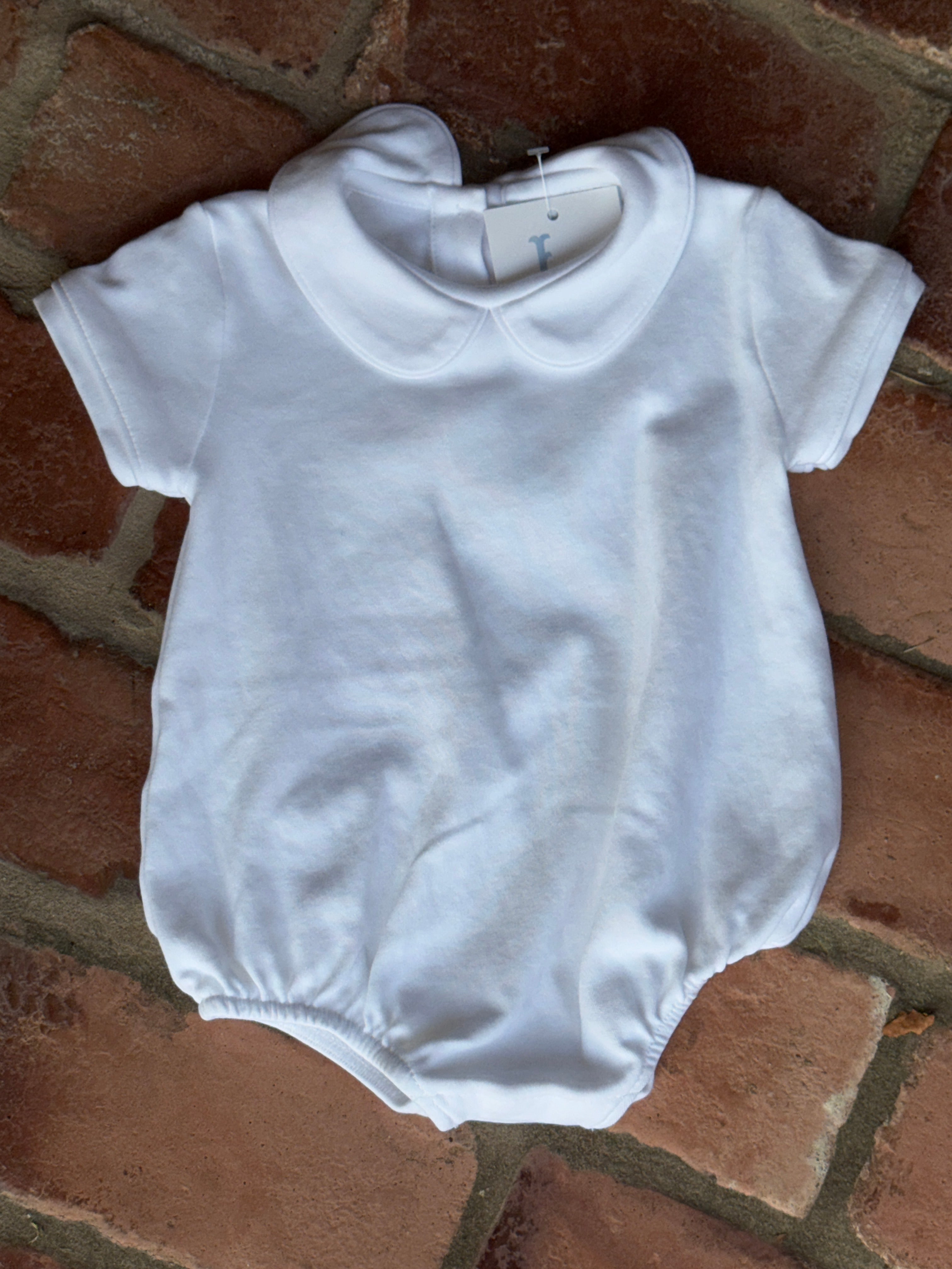 Little English Peter Pan Collard Ss Onesie 6M
