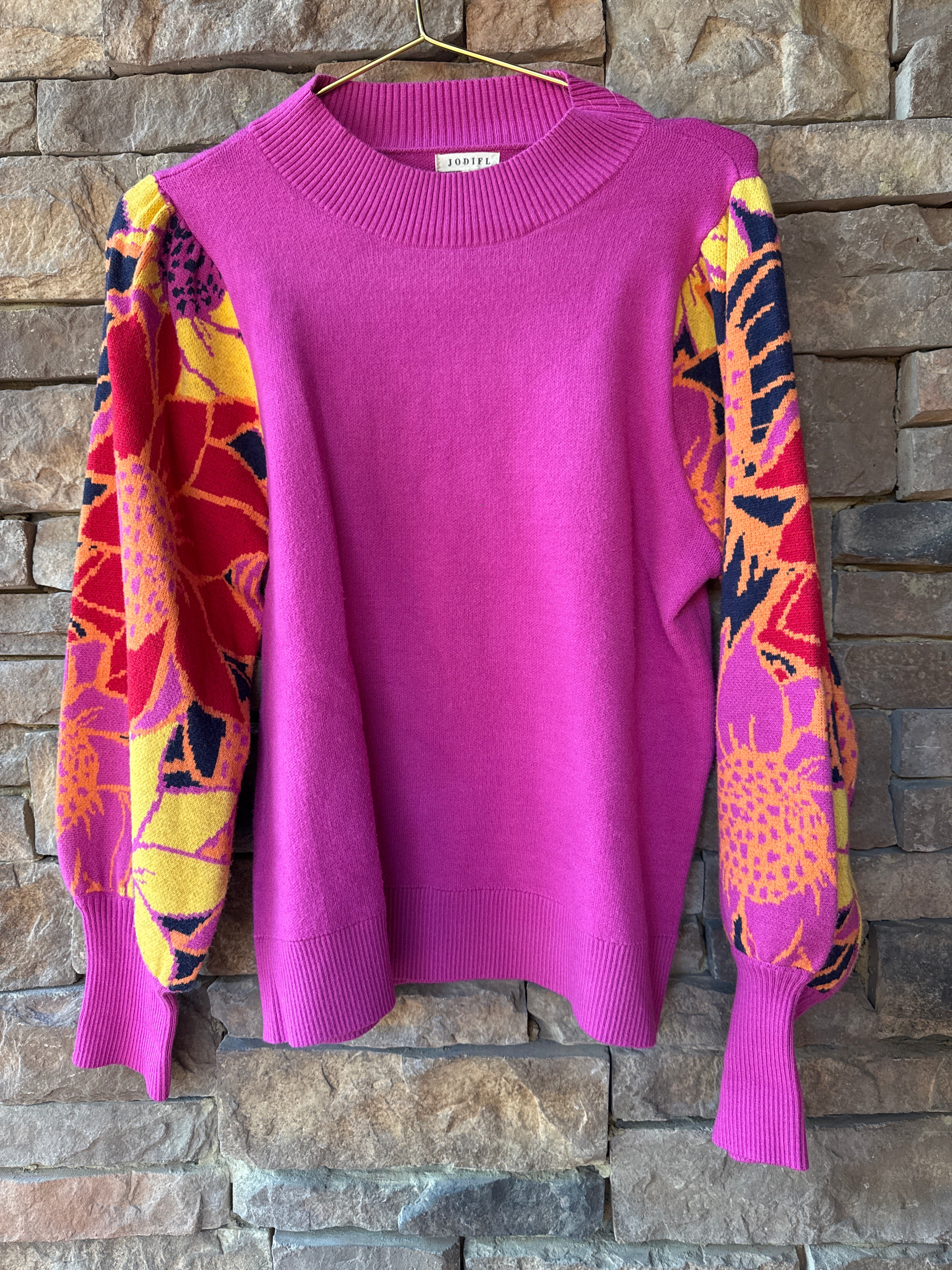 Jodifl Pink Puff Sleeve Sweater M