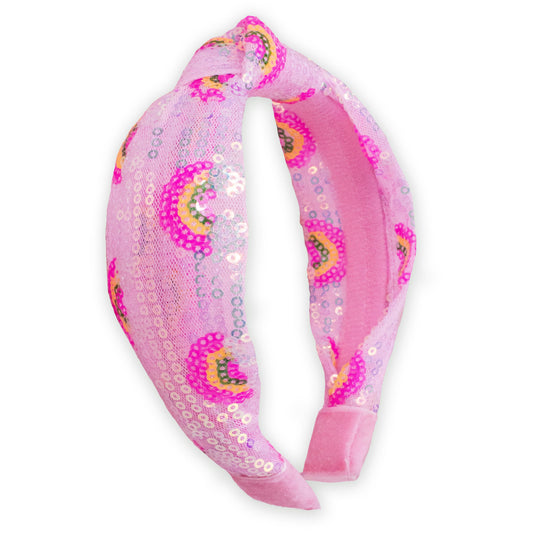 Kids Sequin Knot Headband - Rainbow: Pink