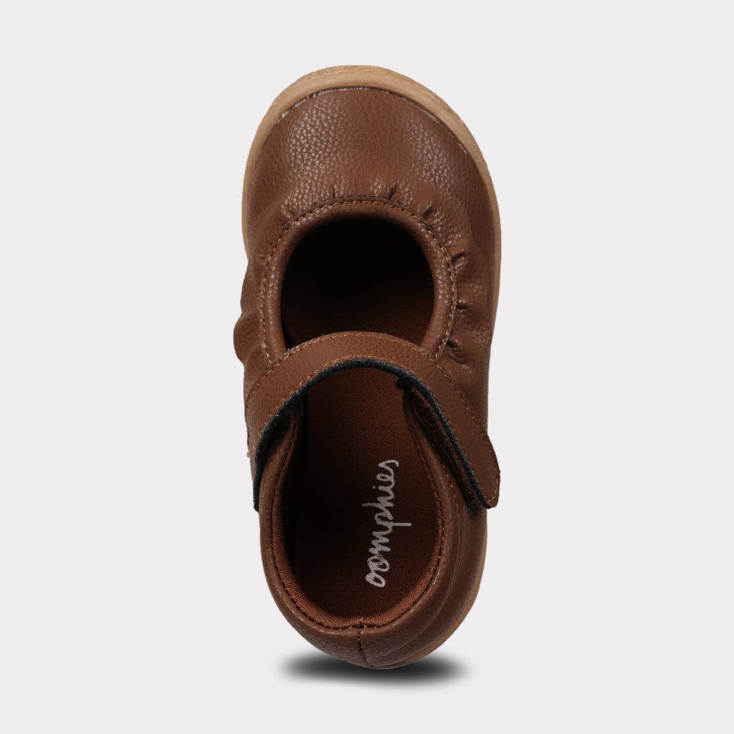 Amina Leather Girls Mary Jane Shoe: Brown Leather