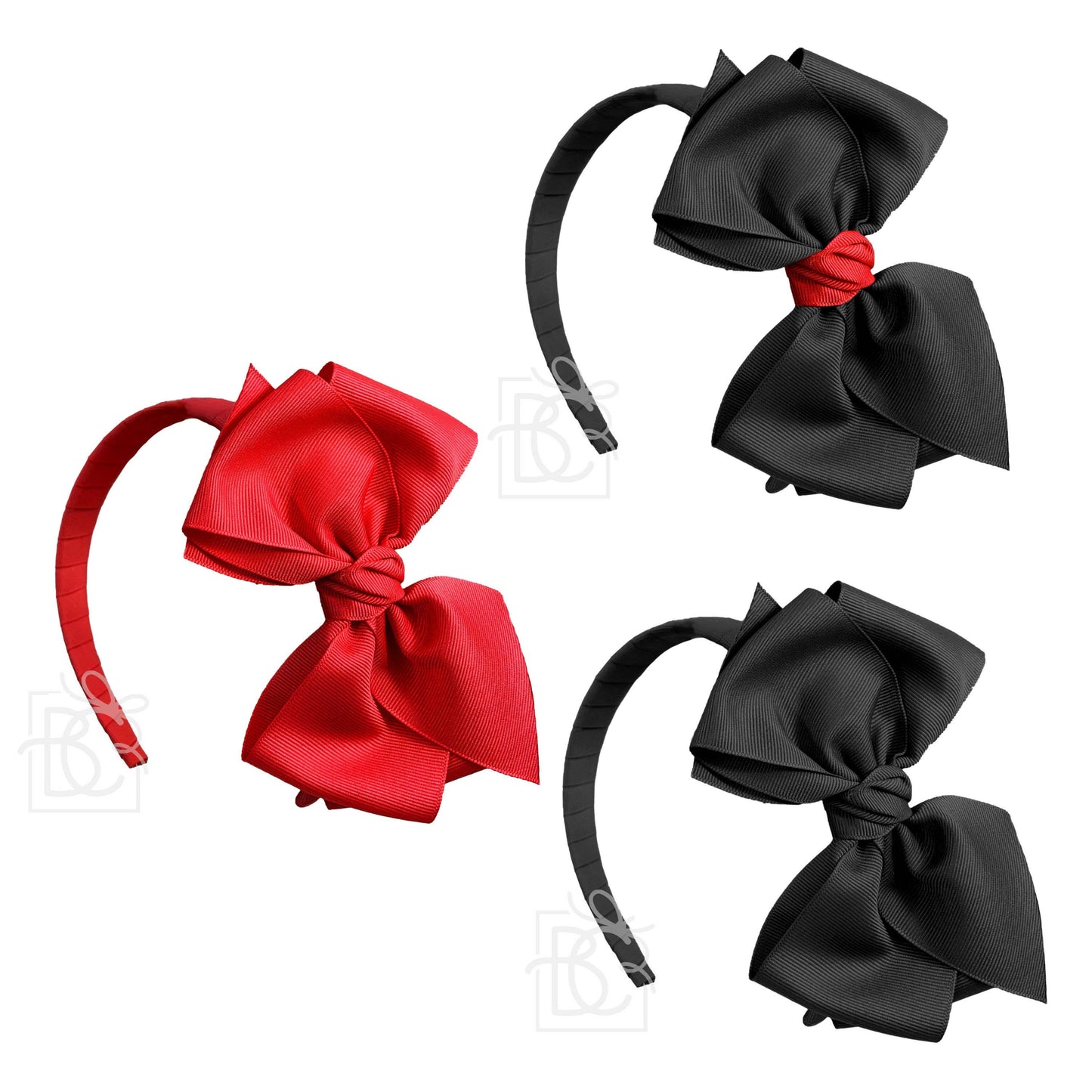 3/4" Hard Headband w/ 6" Grosgrain Bow w/ Euro Knot: Red