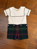 TBBC Button Plaid Short Suit 6/12m