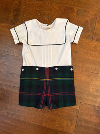 TBBC Button Plaid Short Suit 6/12m
