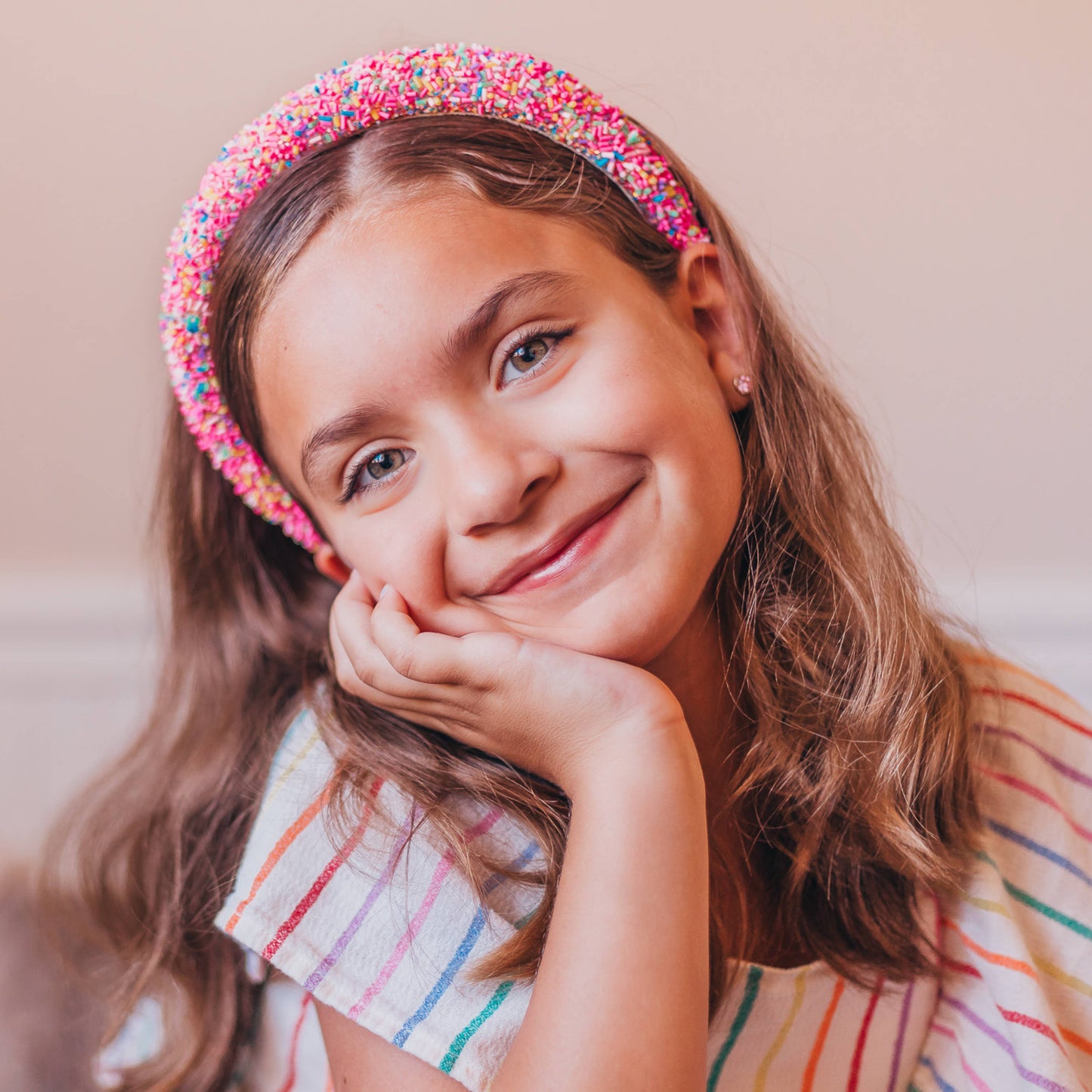 Padded Sprinkles Headband - Confetti Hair Band: Hot Pink