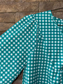 Michelle McDowell LS Green Gingham Top M