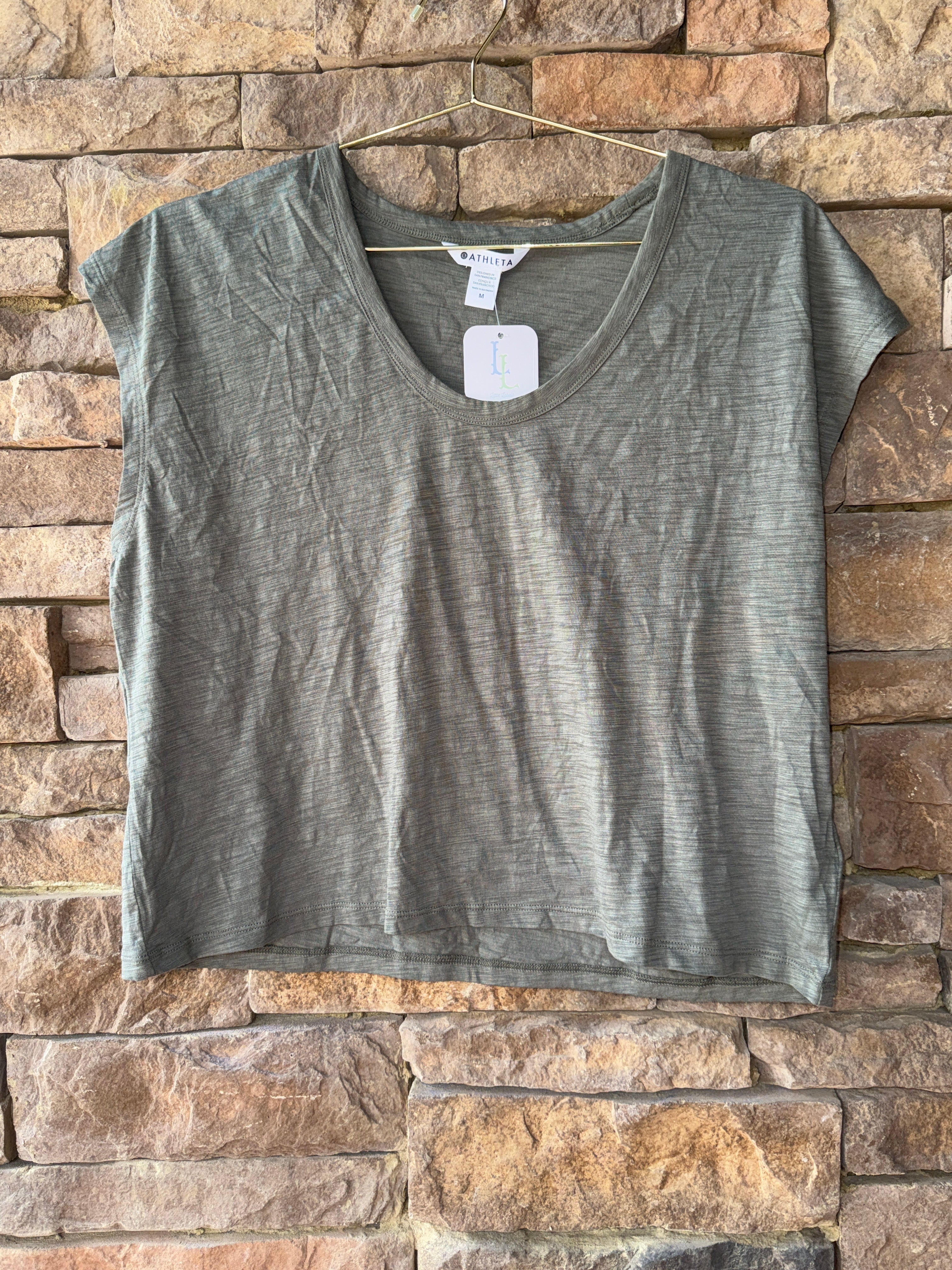 Athleta Olive Cropped Top M
