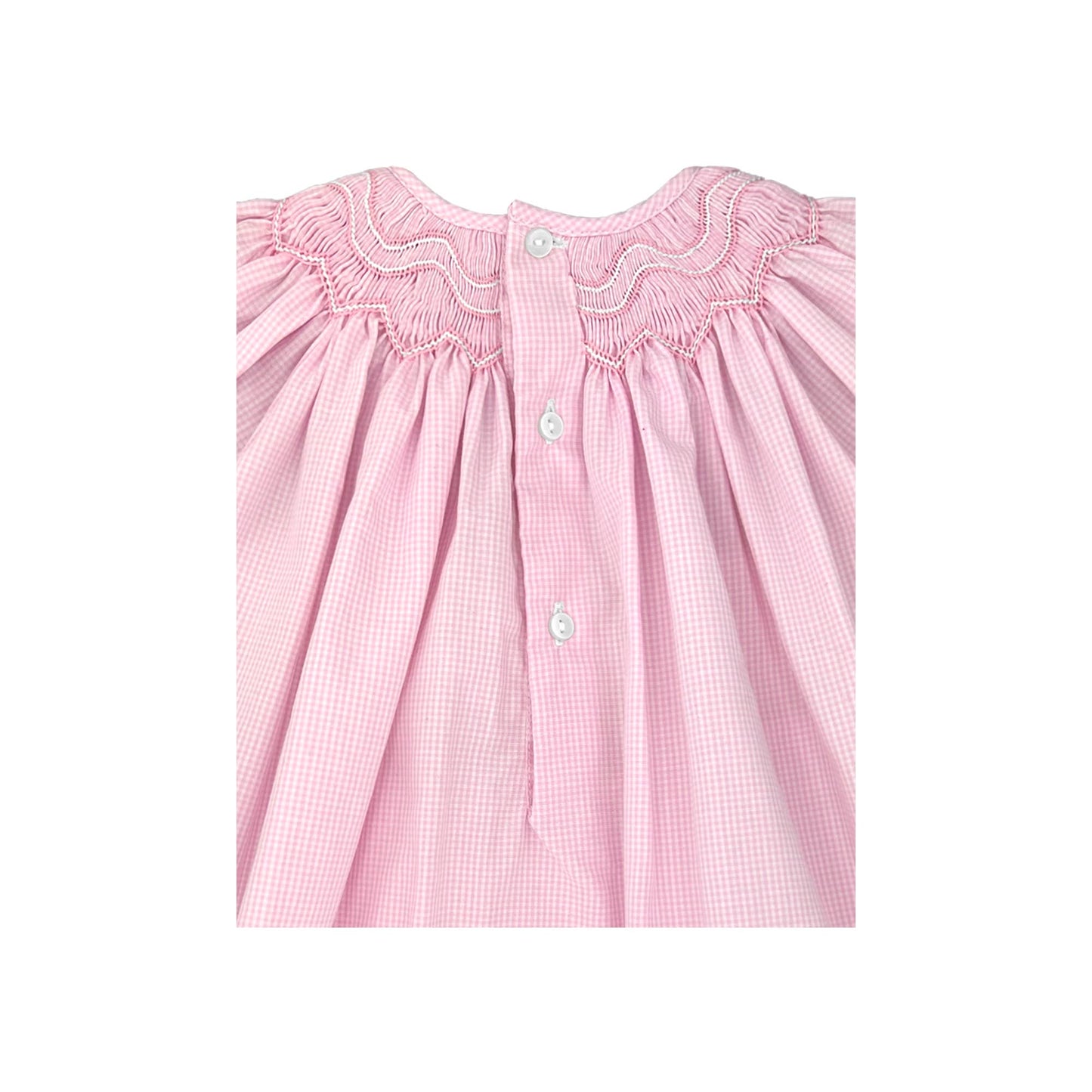 Bishop Zig-Zag Smocked Dress w/Dainty Pearls & Bloomers